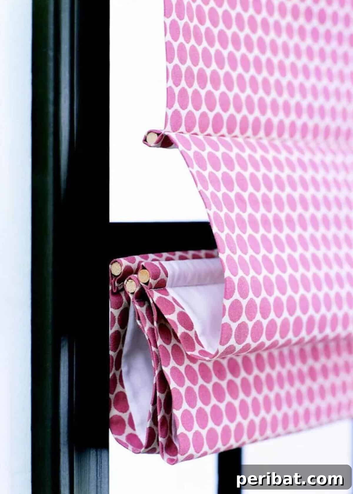 20 Clever DIY Roman Shade Ideas 3 DIY Pink Roman Shades in a bright, inviting room.