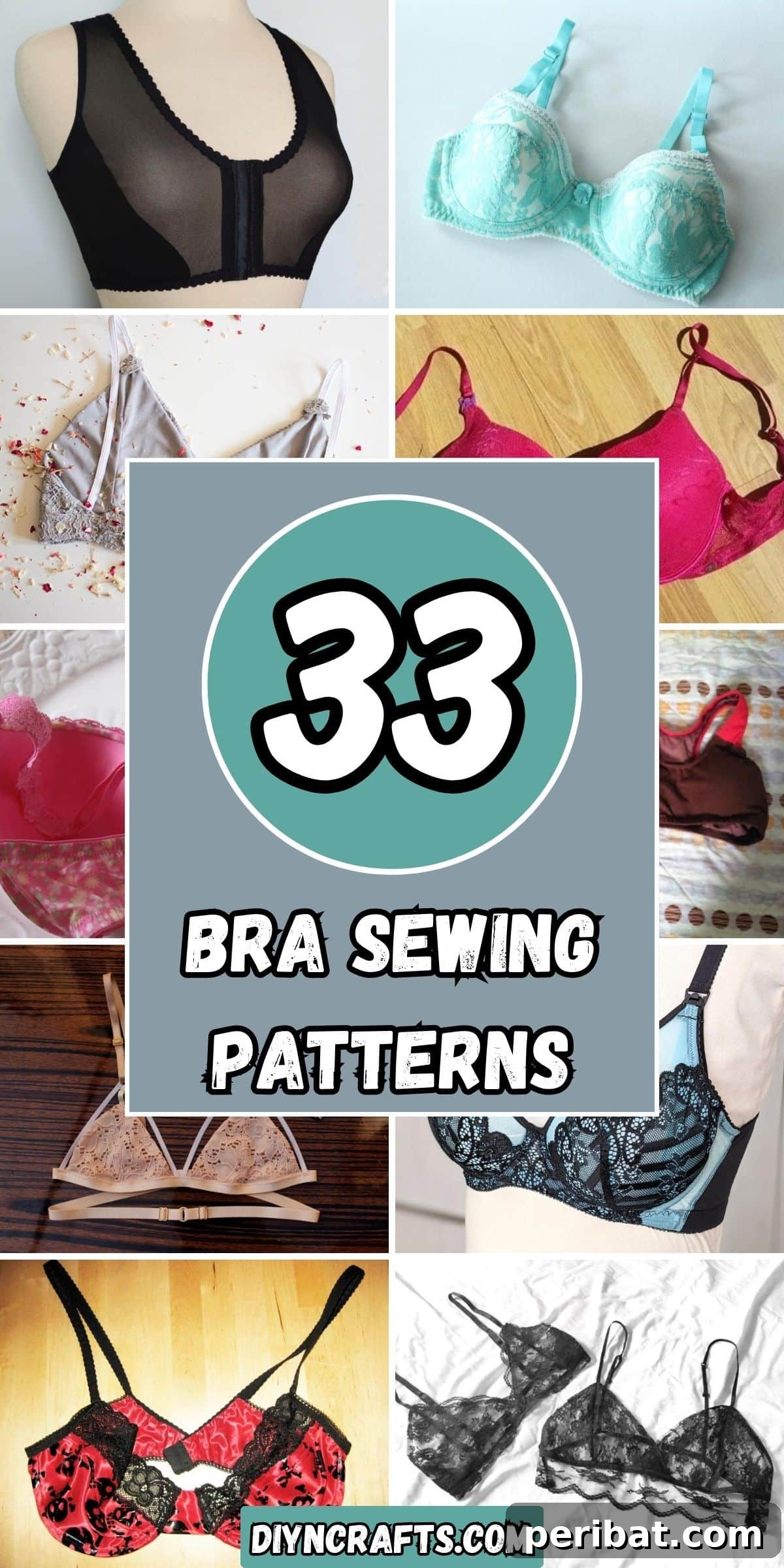 33 Bra Sewing Patterns collage.