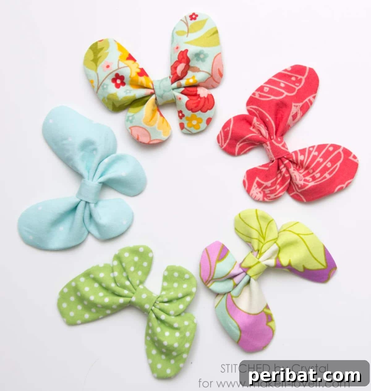 Unlock Your Creativity: 38 Beginner Sewing Projects 14 A selection of DIY Butterfly Hair Bows in different patterns and colors.