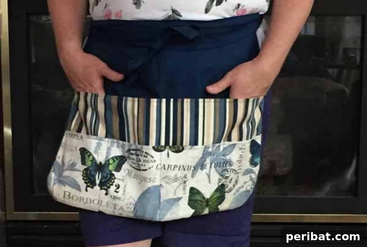 Unlock Your Creativity: 38 Beginner Sewing Projects 17 A practical DIY Gardening Apron with multiple pockets, ready for use.