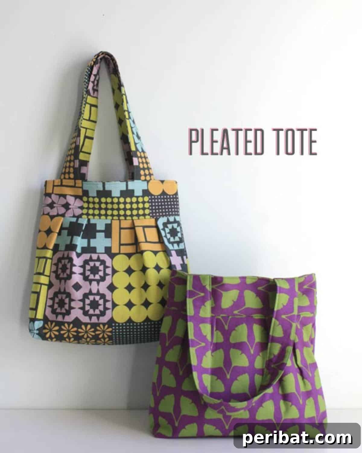 Unlock Your Creativity: 38 Beginner Sewing Projects 26 Stylish DIY Pleated Tote Bags, showcasing various fabric patterns and pleated details.