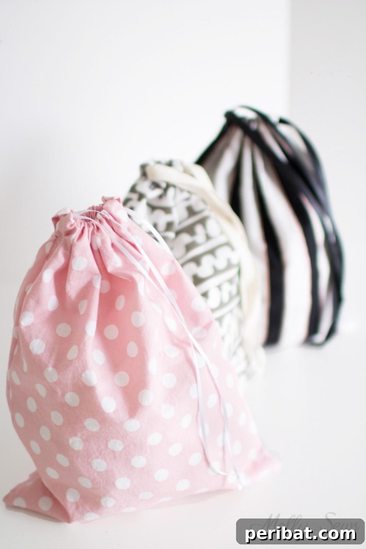 Unlock Your Creativity: 38 Beginner Sewing Projects 28 A collection of colorful DIY Drawstring Bags, ideal for organizing small items.