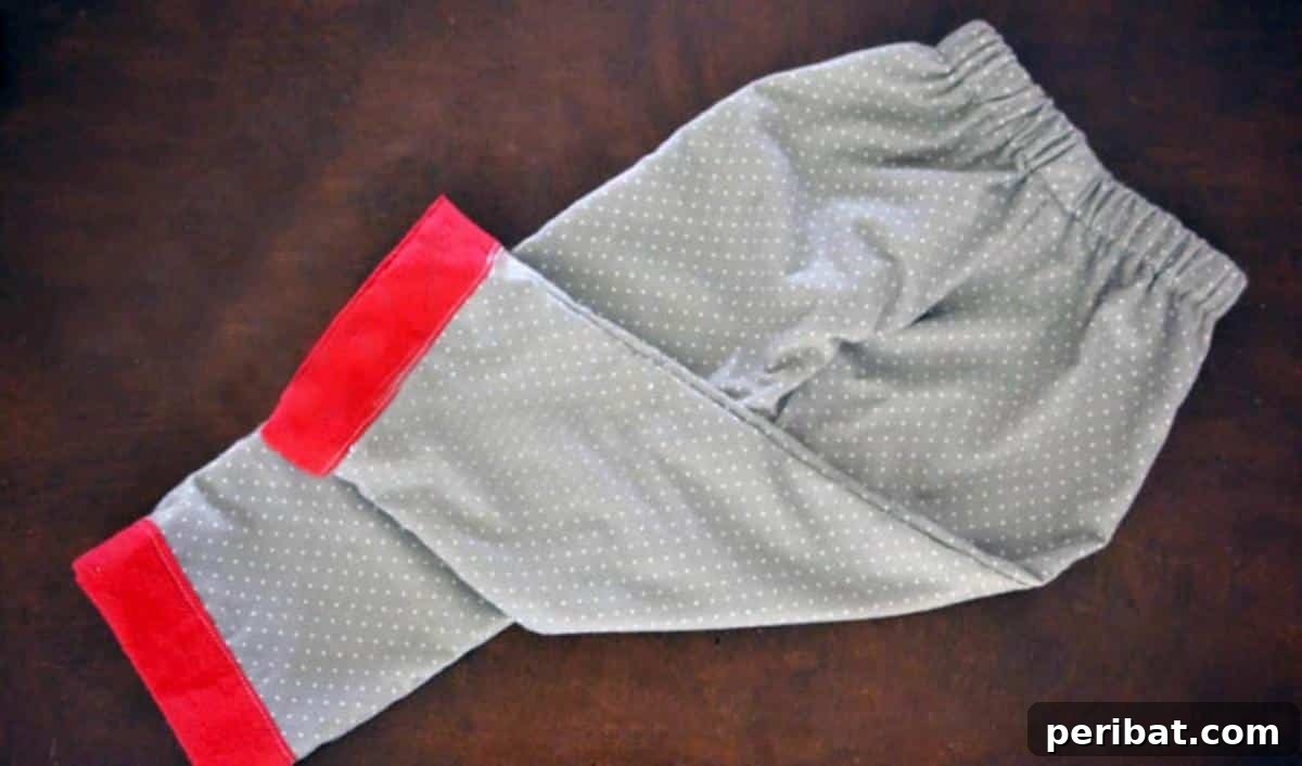 Unlock Your Creativity: 38 Beginner Sewing Projects 29 Comfortable and stylish Easy-To-Sew Pajama Pants, made from a patterned fabric.