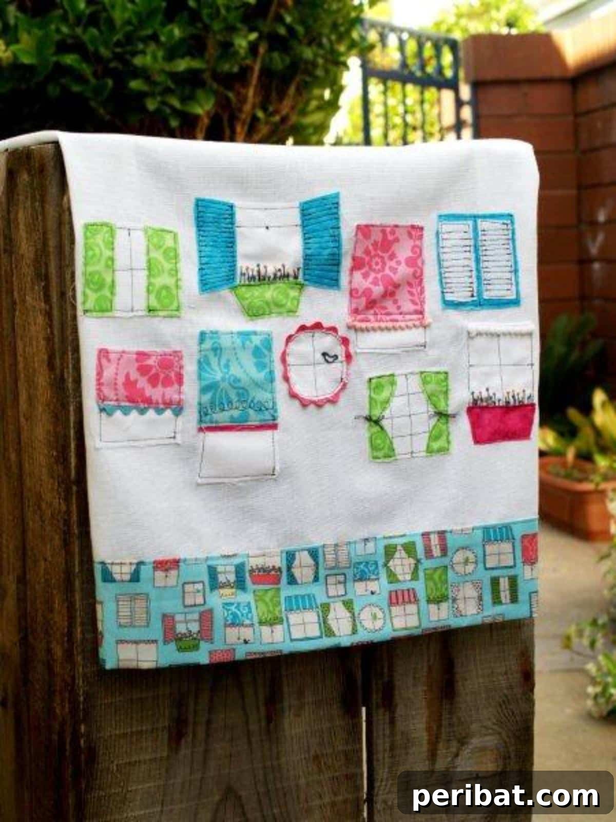 Unlock Your Creativity: 38 Beginner Sewing Projects 33 A charming Pretty Windows Dishtowel with a windowpane design and a delicate ruffle.