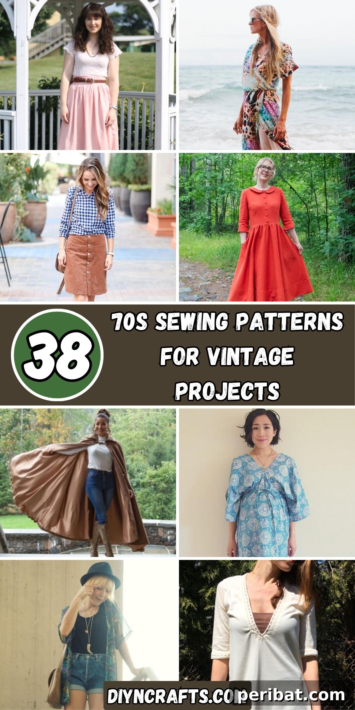 Groovy Garments: 38 70s Sewing Patterns for Timeless Style 2 38 70s Sewing Patterns for Vintage Projects collage.