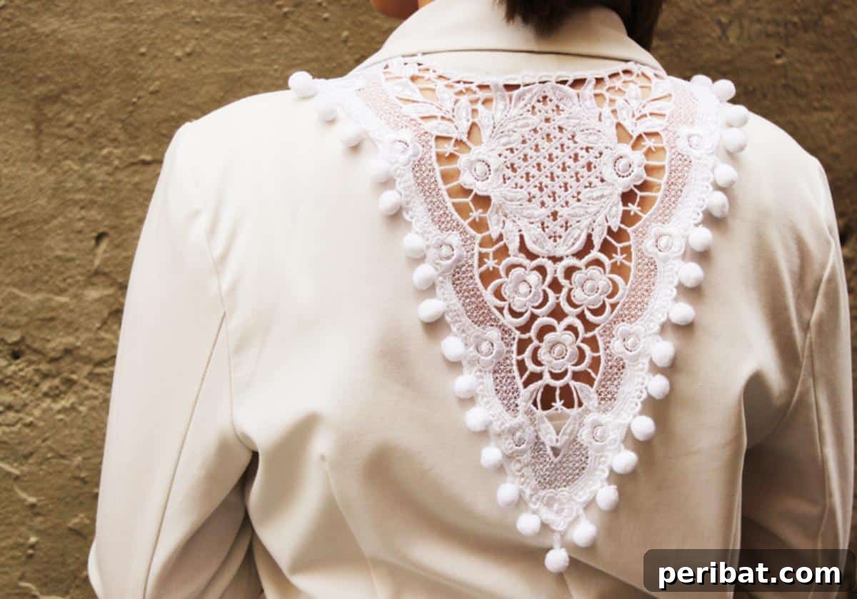 Groovy Garments: 38 70s Sewing Patterns for Timeless Style 12 DIY Lace and Pom Pom Blazer Back