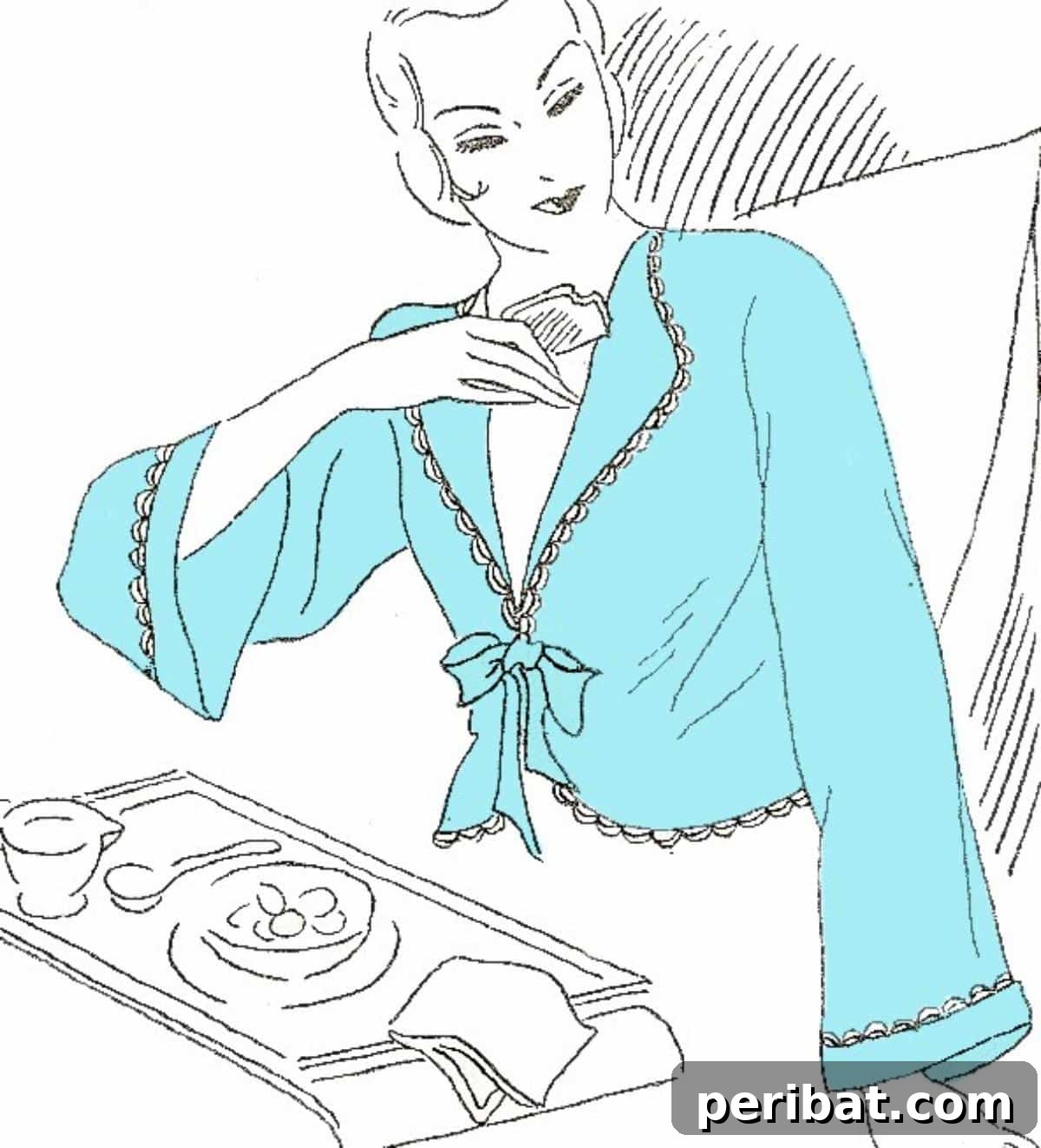 Groovy Garments: 38 70s Sewing Patterns for Timeless Style 25 Cozy Bed Jacket Drawing