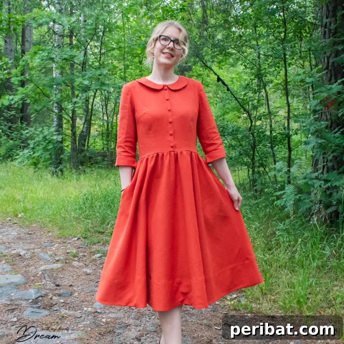 Groovy Garments: 38 70s Sewing Patterns for Timeless Style 29 Orange Ramie Dress