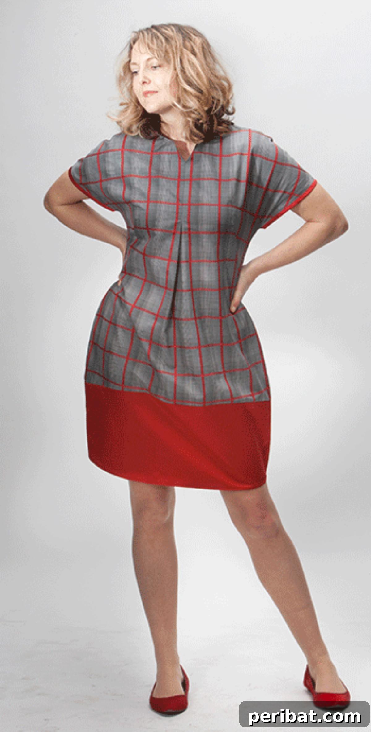 30 Free Plus Size Sewing Projects 21 Tulip Dress With Colourblock