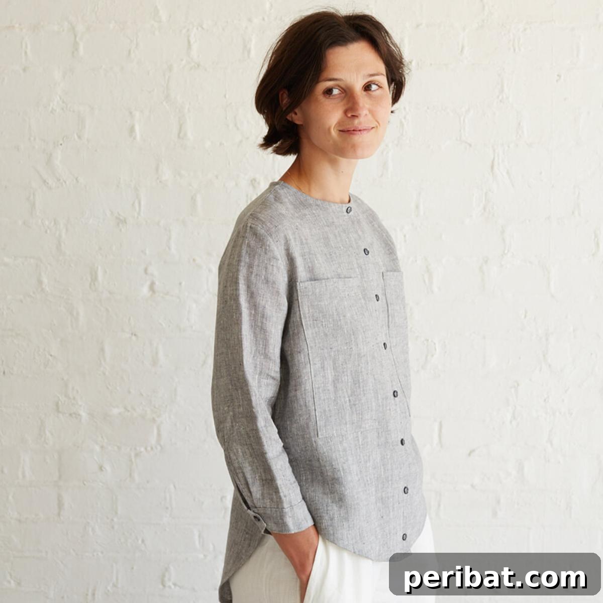 30 Free Plus Size Sewing Projects 27 High Low Hem Linen Shirt