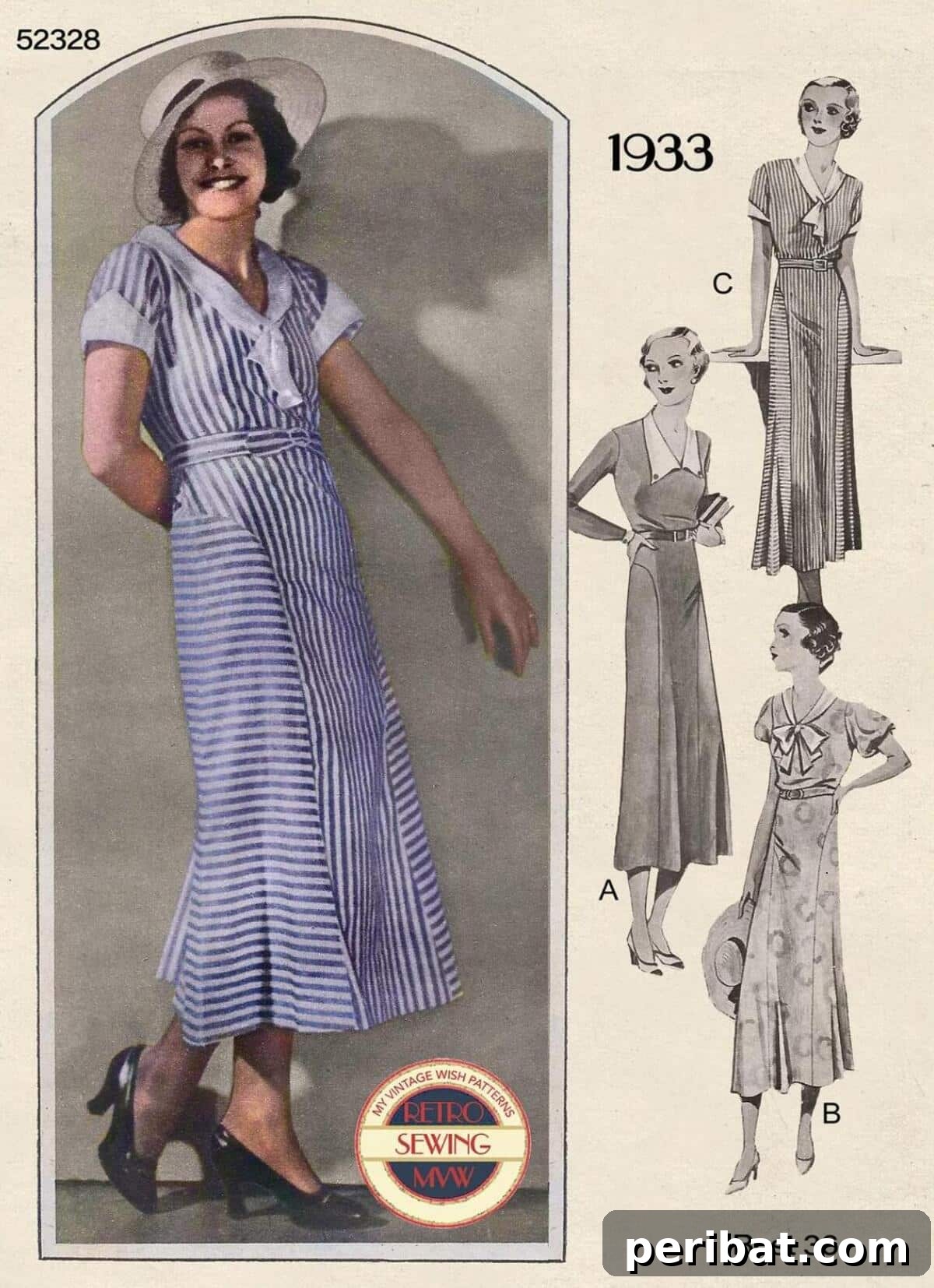 Sewing Through the Thirties: 28 Classic Patterns 29 1930’s Everyday V-Neck Tea Frock