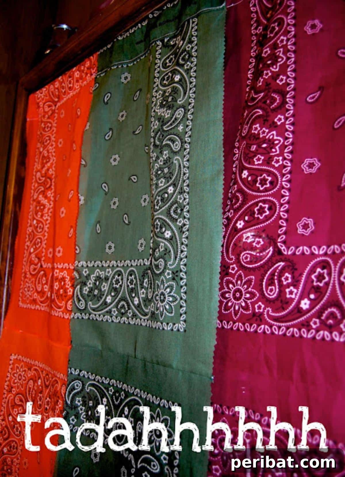 DIY Bandana Curtains, a creative and colorful window treatment.