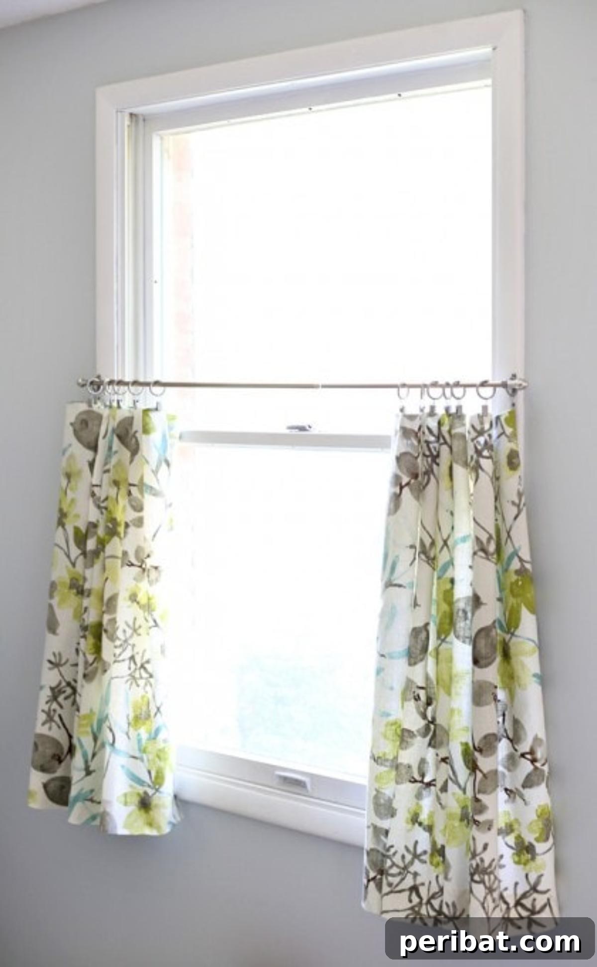 Super Simple DIY Cafe Curtains, offering privacy with top light.