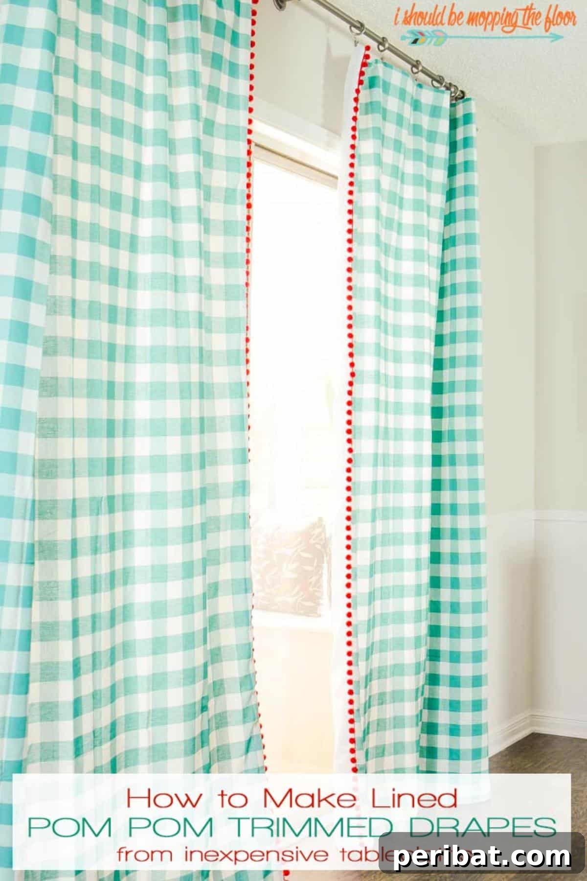 Pom Pom Drapes with cheerful trim, ideal for a bright, casual space.