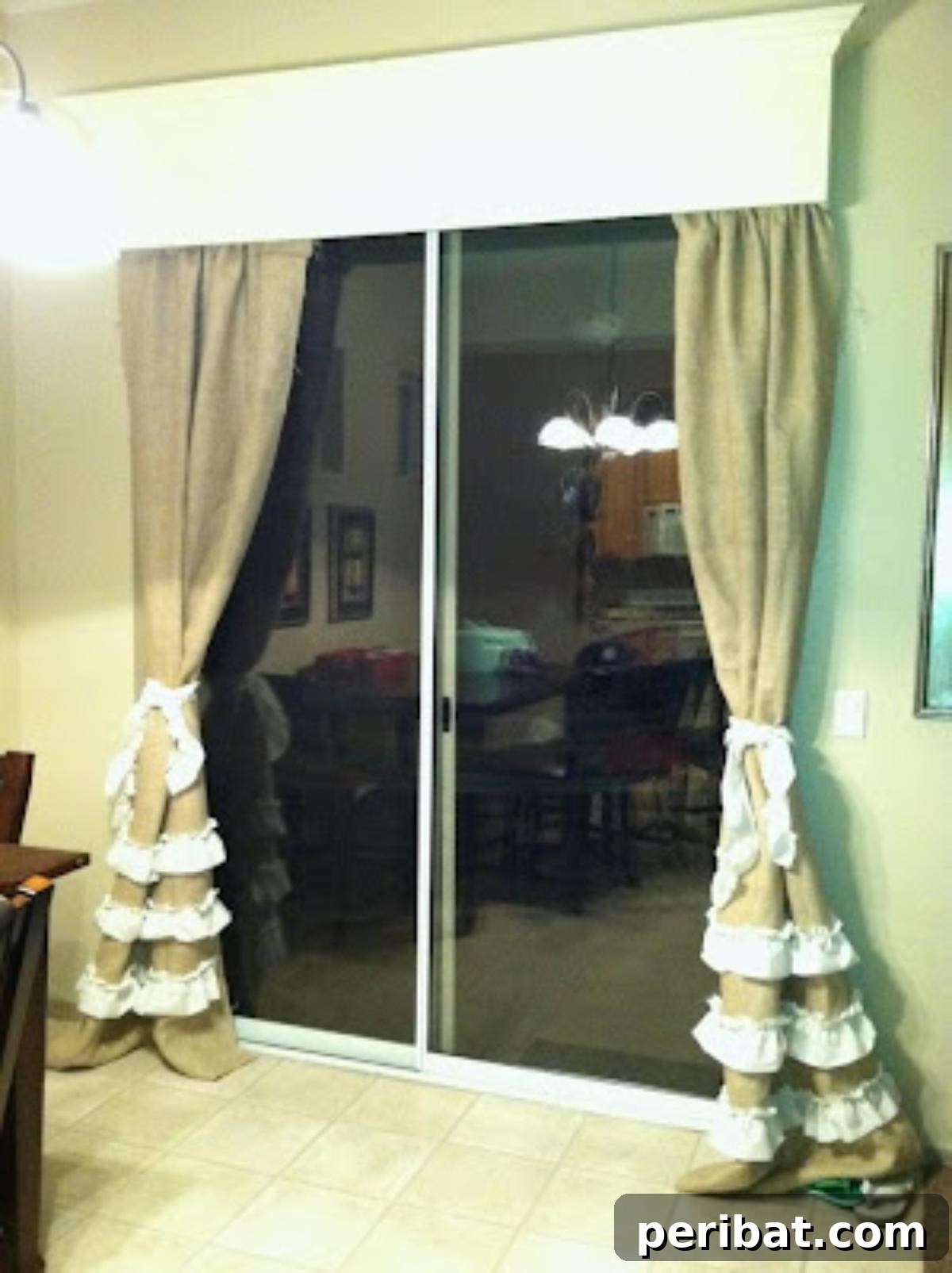 DIY Make Burlap Curtains With Ruffles, blending rustic and feminine styles.