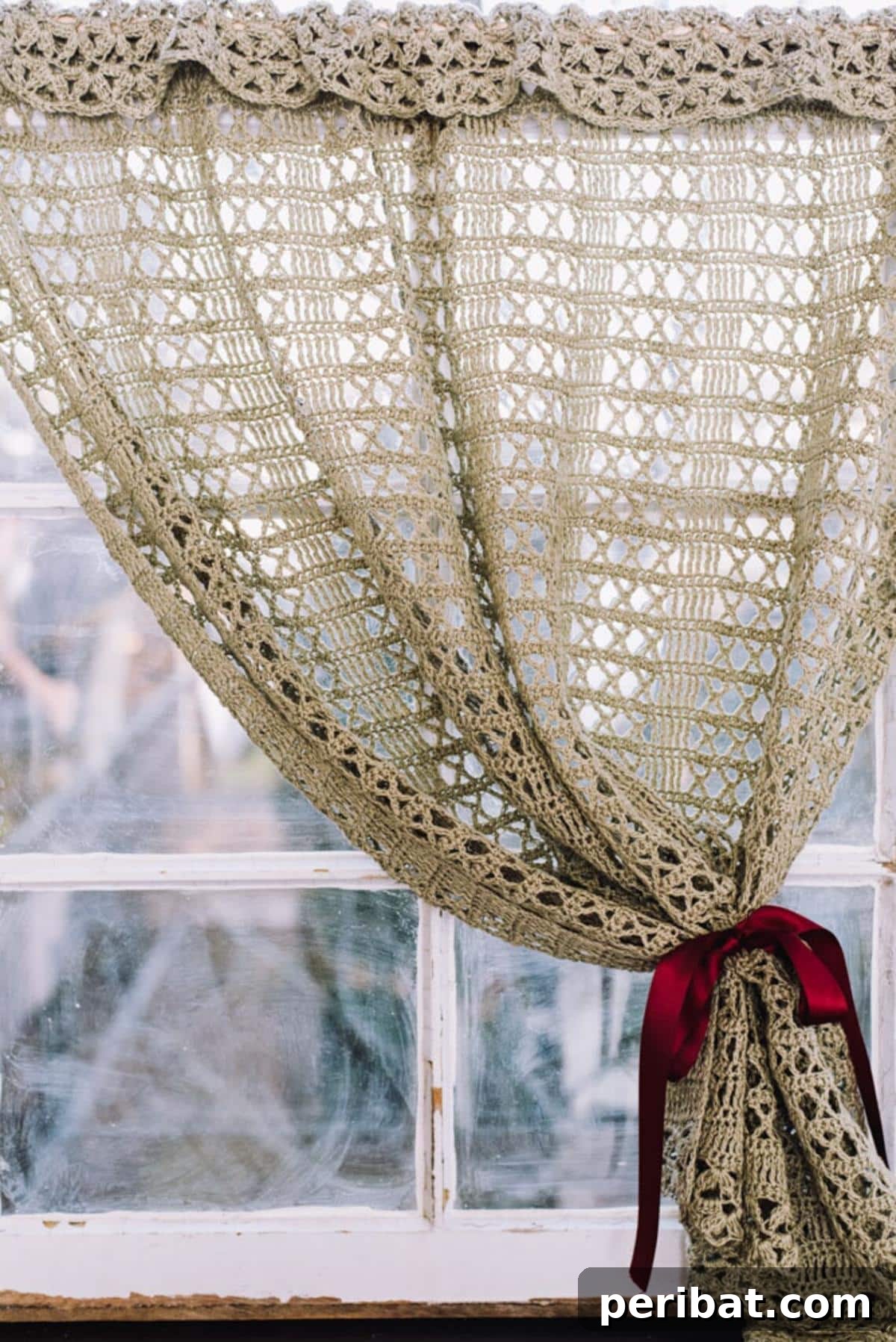 Crochet Lace Curtain Boho Pattern, an intricate and artistic window covering.
