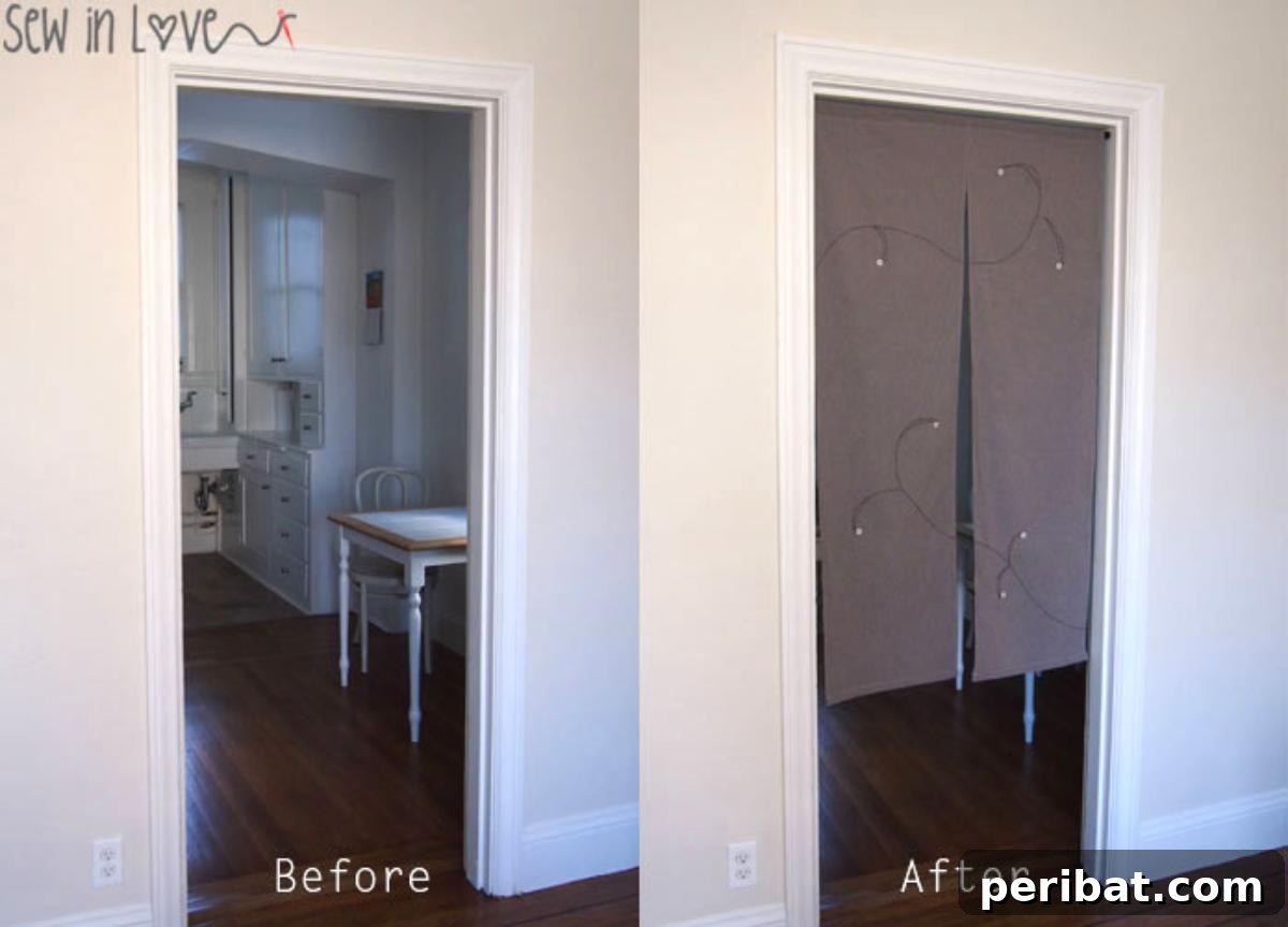 Japanese Room Divider Partition Curtains (Noren), offering stylish space division.