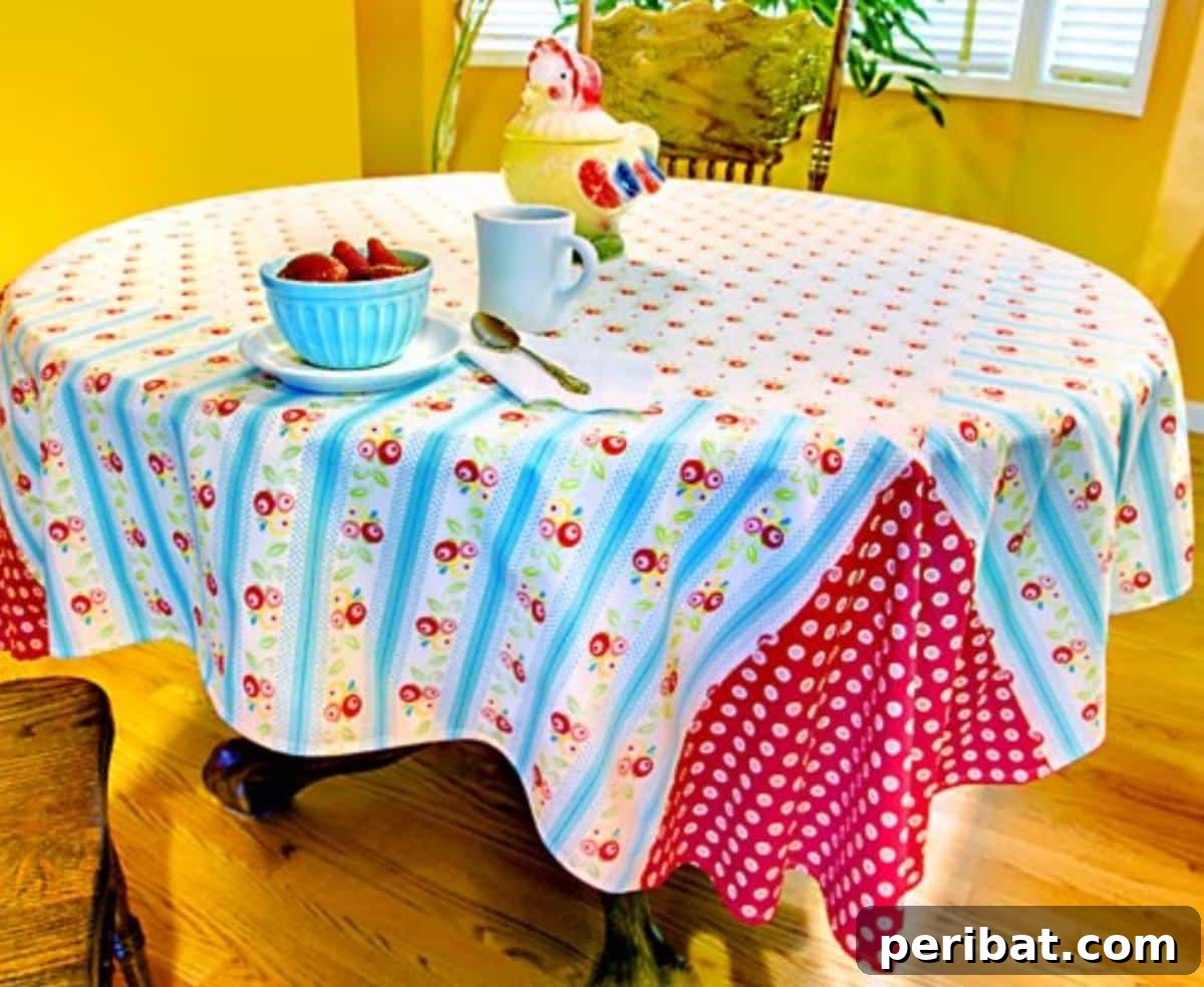 Discover 38 Free Vintage Sewing Patterns 18 Reversible Breakfast Tablecloth - a retro-patterned tablecloth for dining