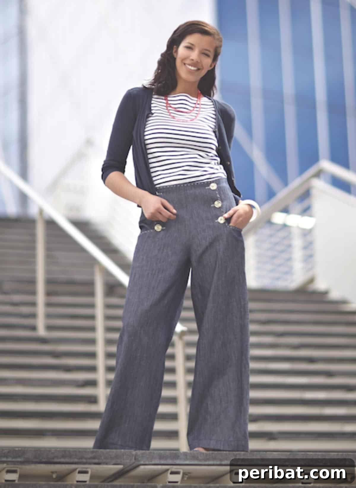 Discover 38 Free Vintage Sewing Patterns 22 Sailor Style Pants - high-waisted wide-leg pants with decorative buttons