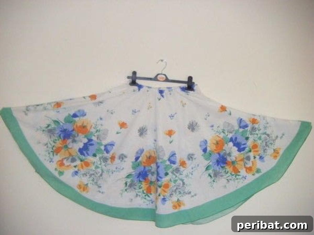 Discover 38 Free Vintage Sewing Patterns 24 Full Circle Skirt From a Tablecloth - a repurposed floral tablecloth transformed into a skirt