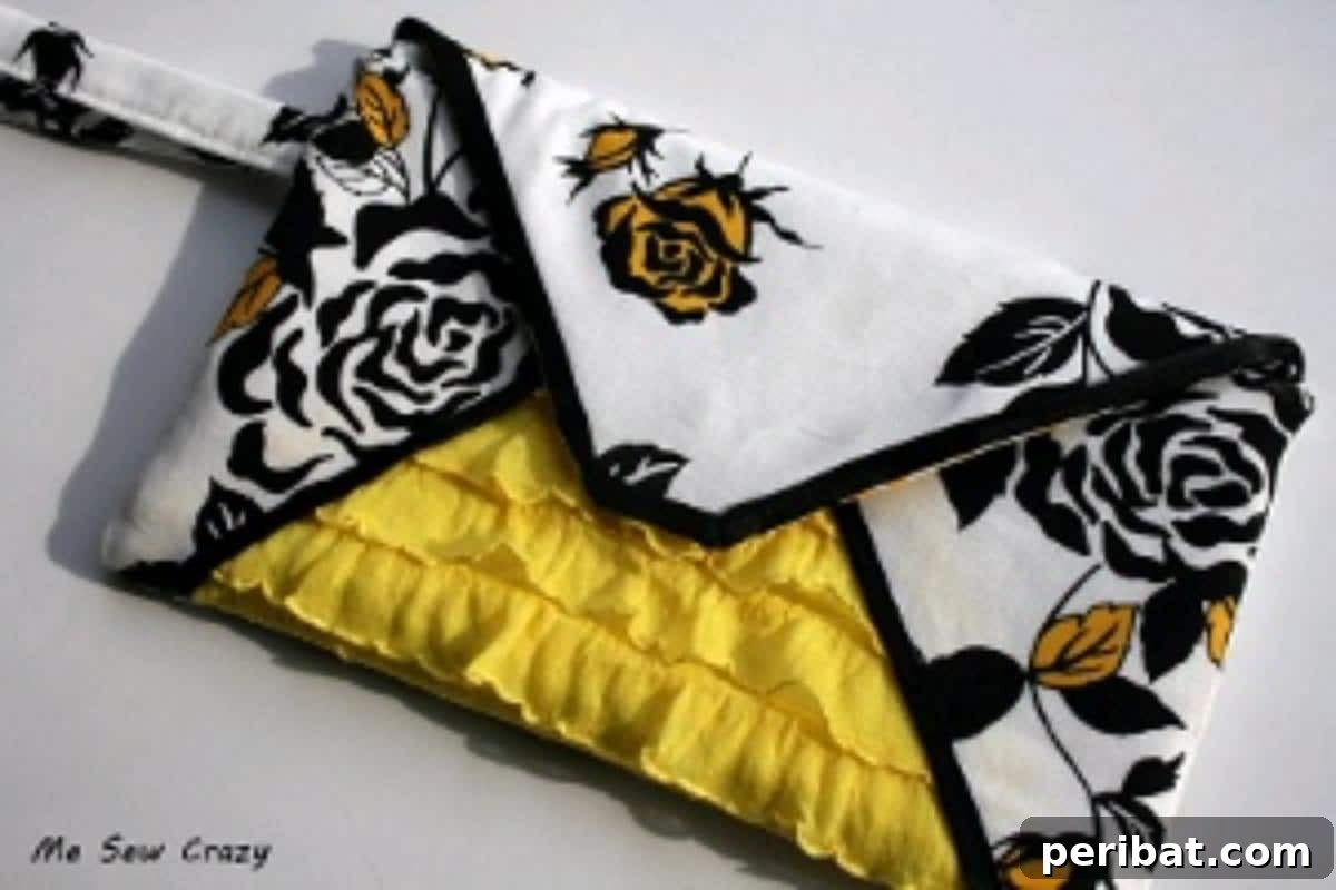 Discover 38 Free Vintage Sewing Patterns 33 Ruffled Envelope Clutch - a chic clutch bag with ruffled detailing