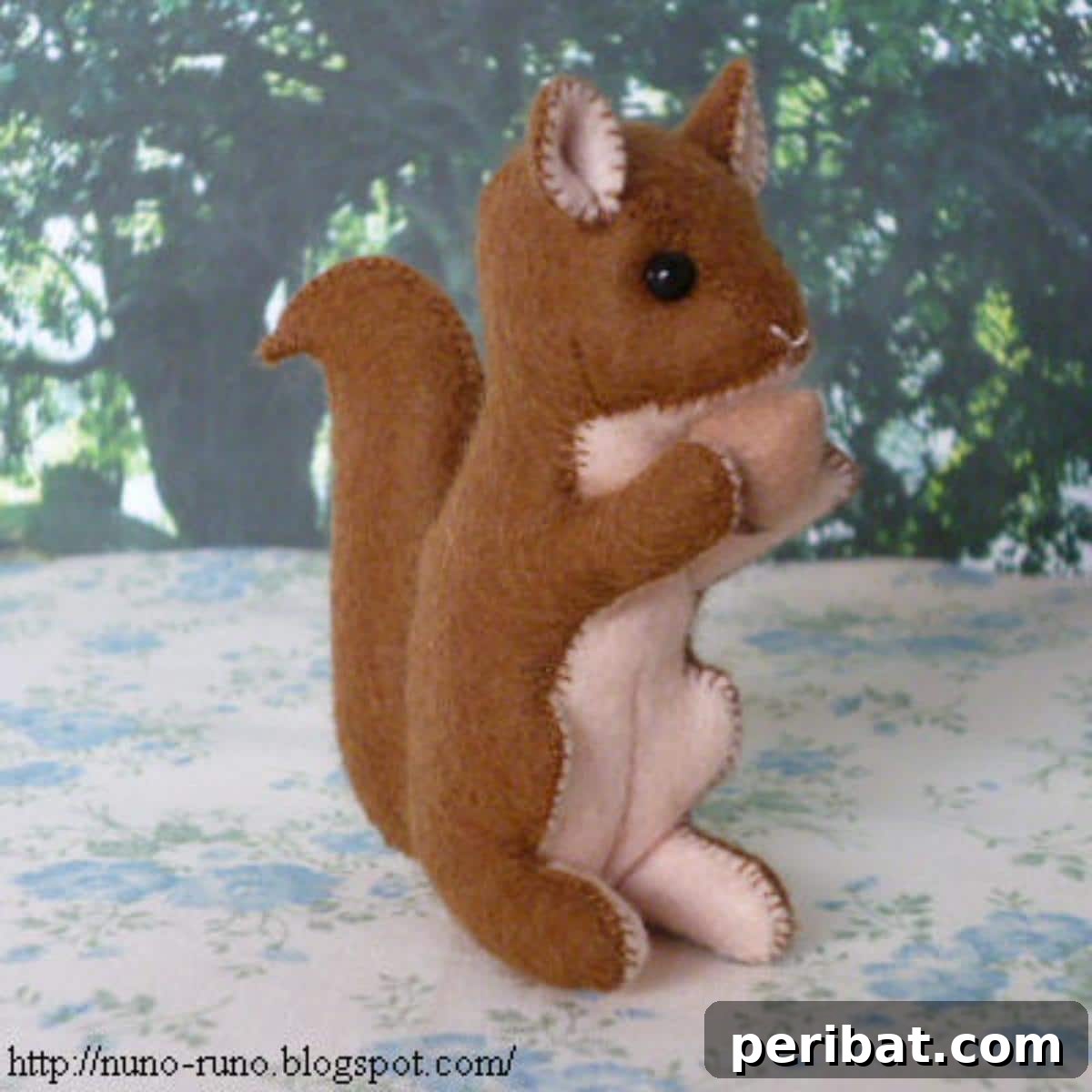DIY Squirrel Plushie made from felt, a small woodland creature.