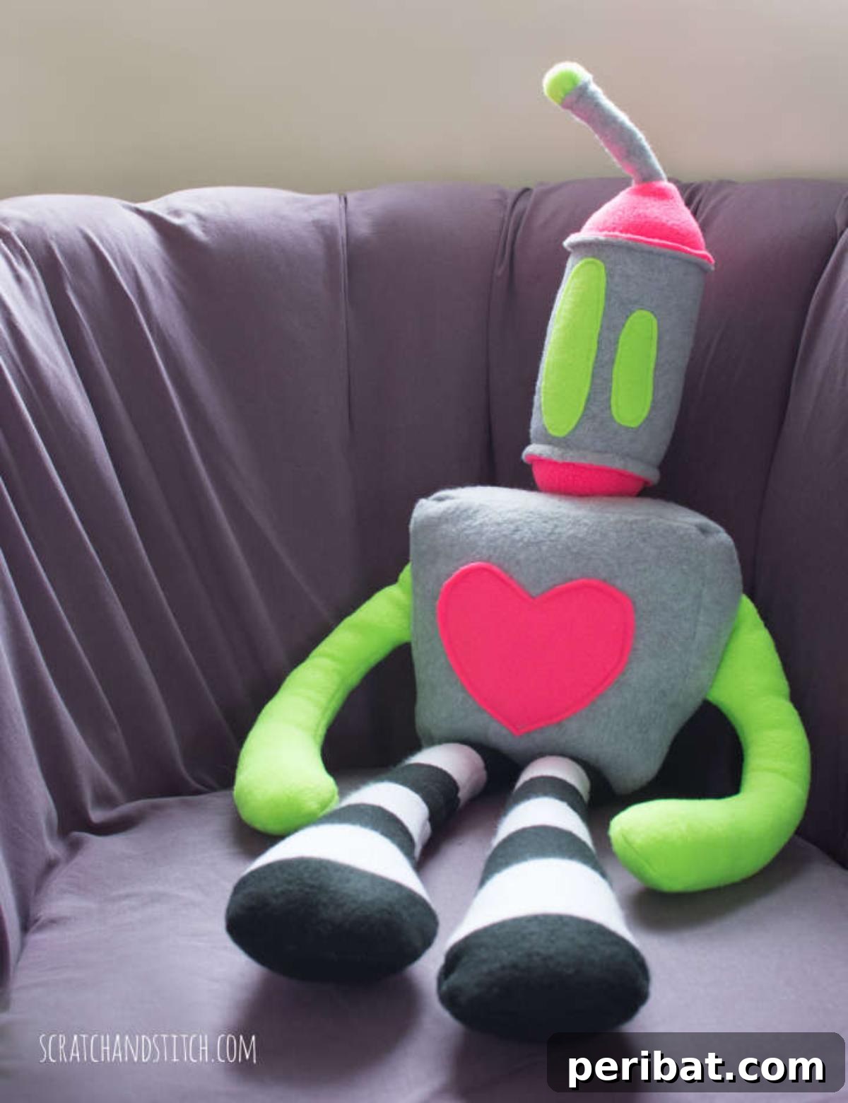 DIY Love Bot Plushie, a huggable robot friend.