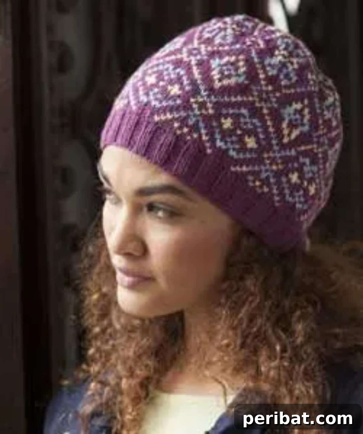 Slouch Hat in Fair Isle pattern with contrasting brim