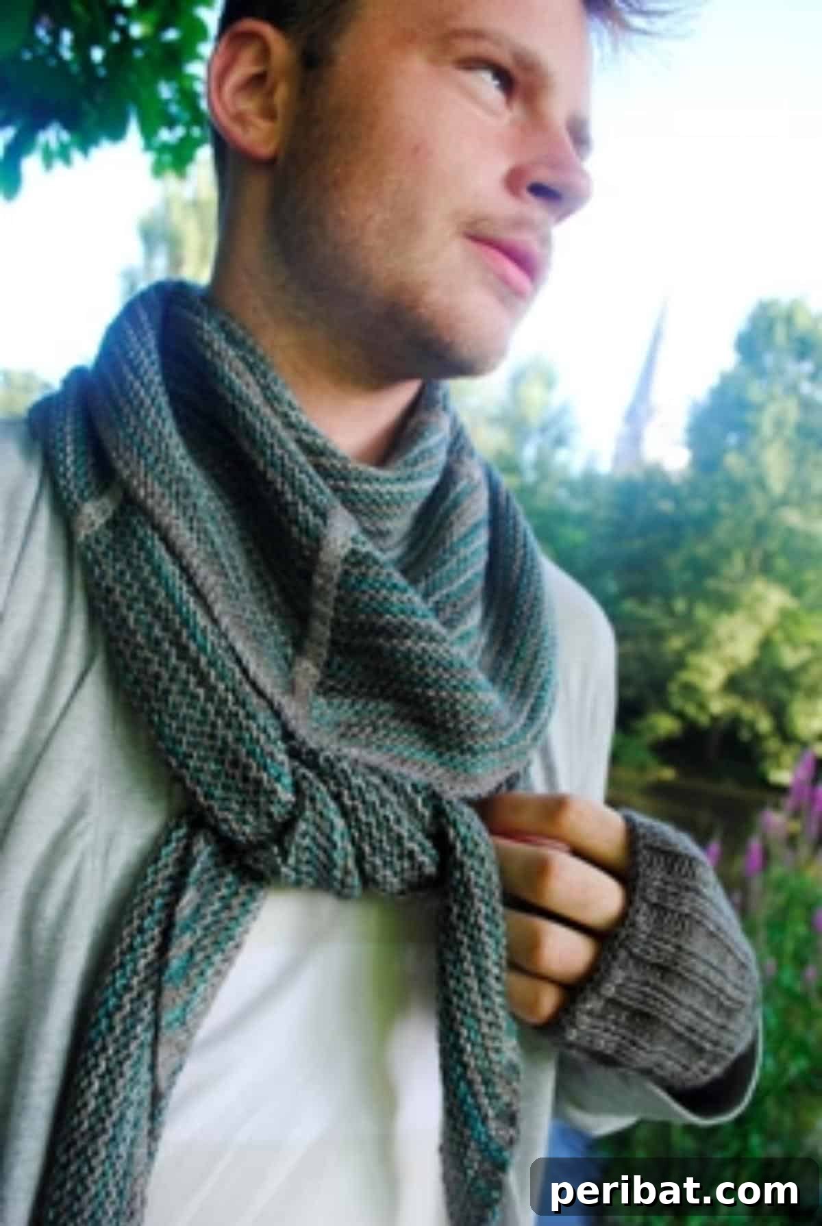 Clockwork Stitch Shawl/Scarf with a bold, angular striped design