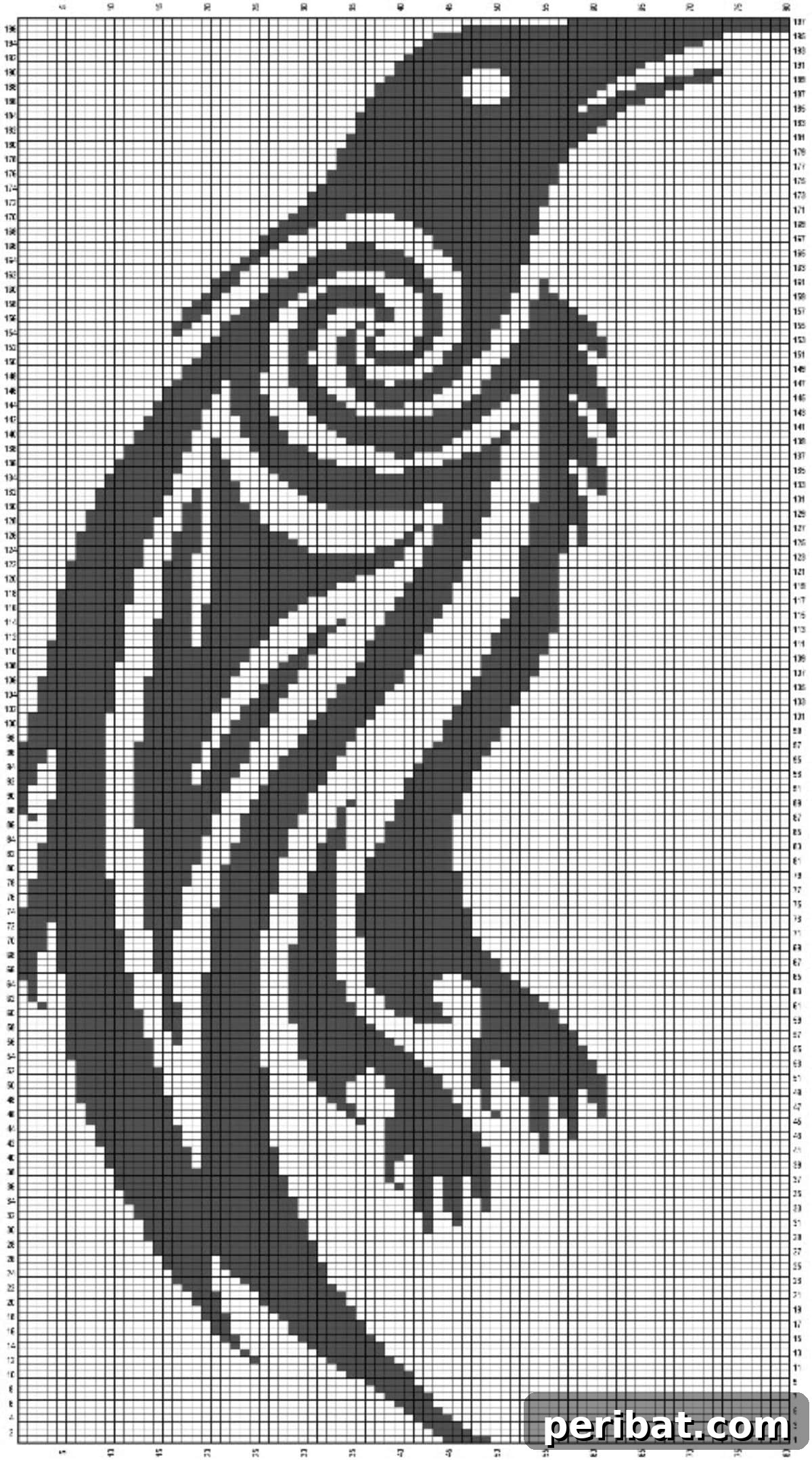 AC Valhalla Raven Clan Colorwork Chart featuring a detailed black and white raven symbol