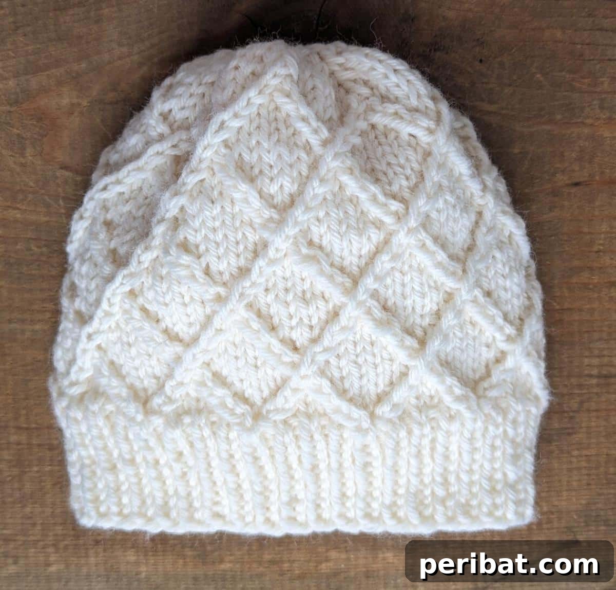 29 Inspiring Circular Knitting Designs 28 A Criss Cross Hat, showcasing its cozy cable pattern and textured design, emphasizing its quick knit time using just one skein of yarn.