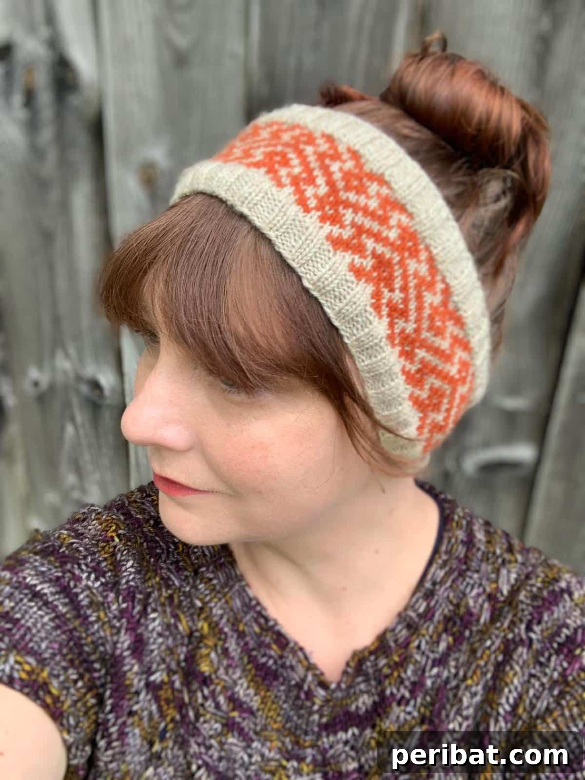 29 Inspiring Circular Knitting Designs 31 A Seawall Headband, showcasing its bold, graphic design and textured knit, highlighting its quick knitting time and adjustability, perfect for any winter wardrobe.