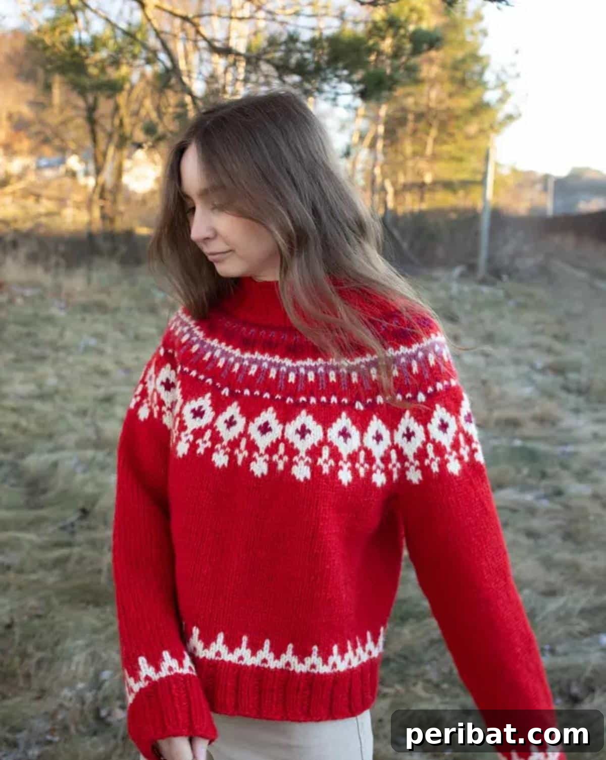 Women’s Jule Grynet Sweater, a trendy ski-inspired knit pattern.