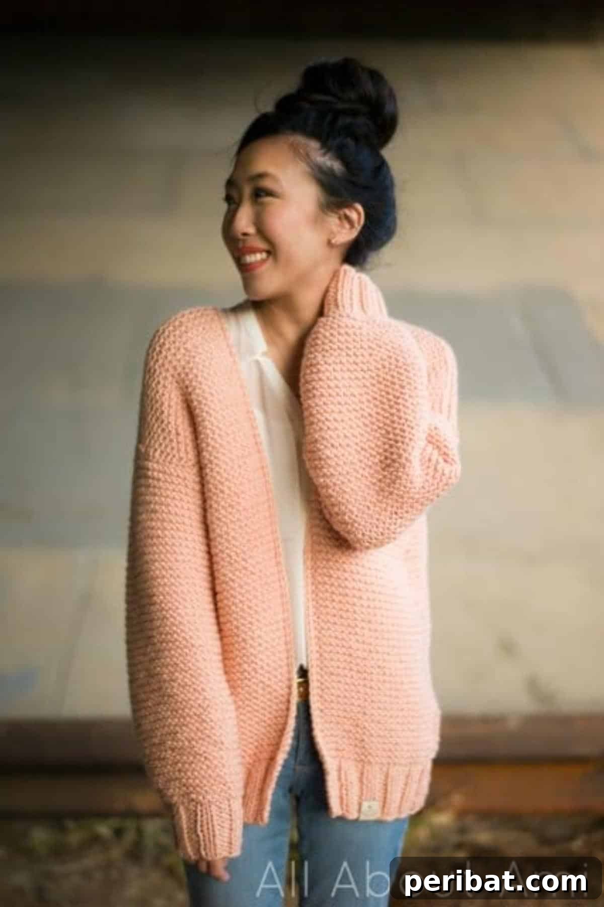 The Downtown Cardigan, a chic and cozy chunky knit cardigan with relaxed sleeves.