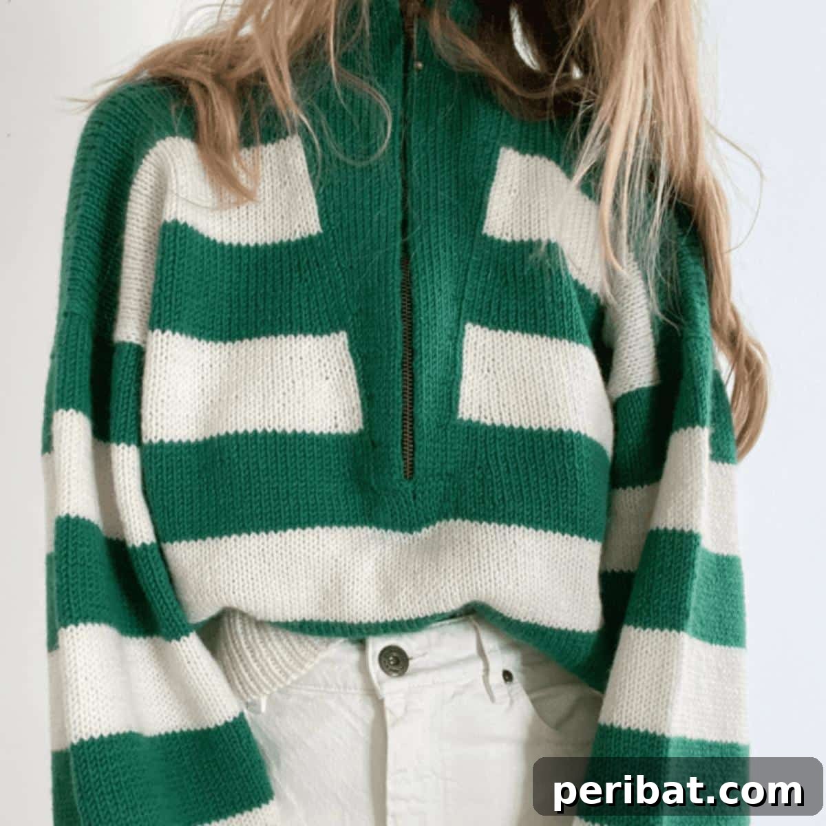 Zipper Sweater, a trendy and versatile top-down knit with a functional zipper.