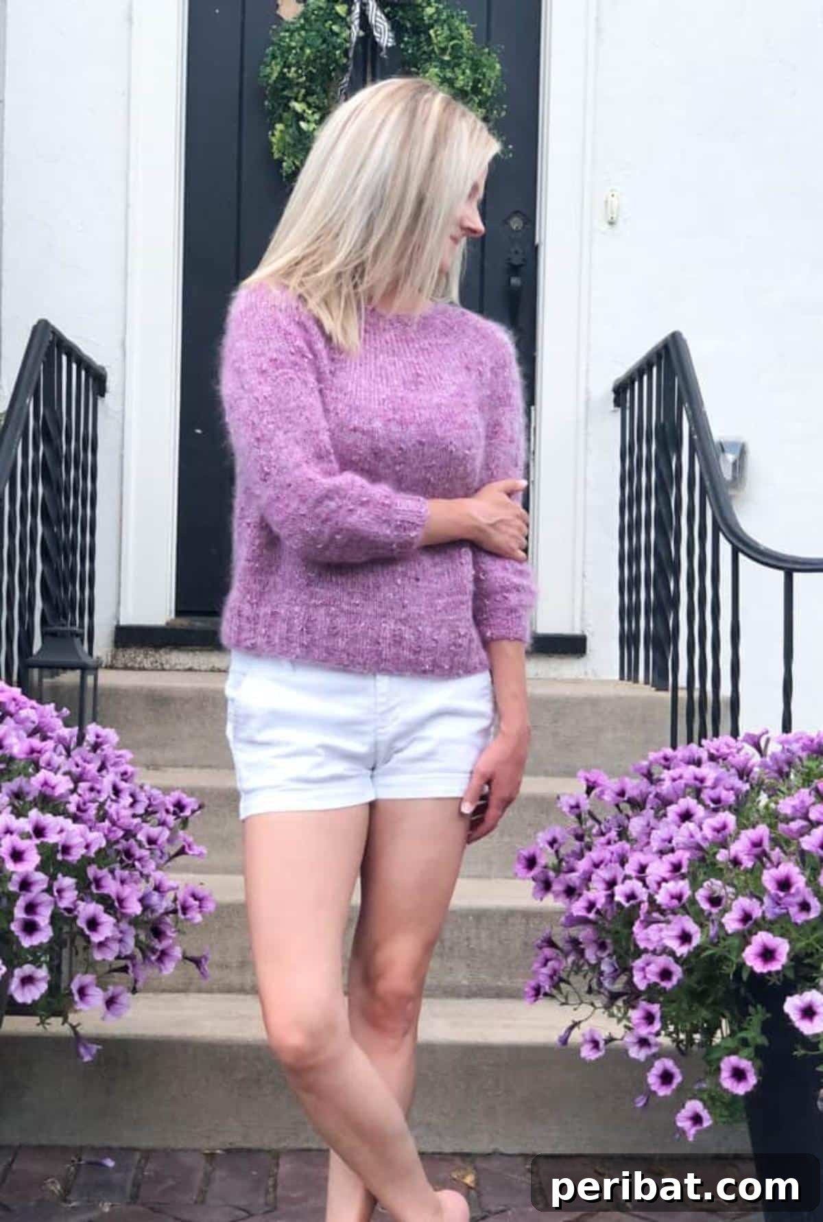 Lavande Crop Sweater, a fuzzy and stylish knit combining slub and mohair yarns.