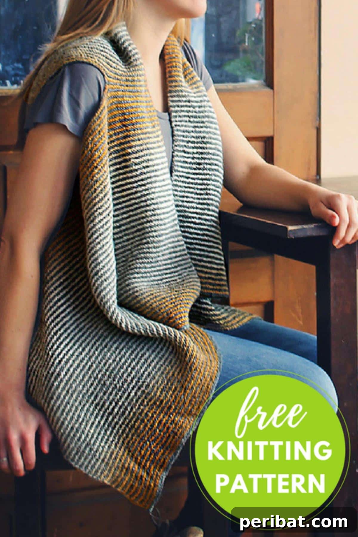 Kauni Cascade Sweater Vest, a colorful, seamless, one-size-fits-most knit.