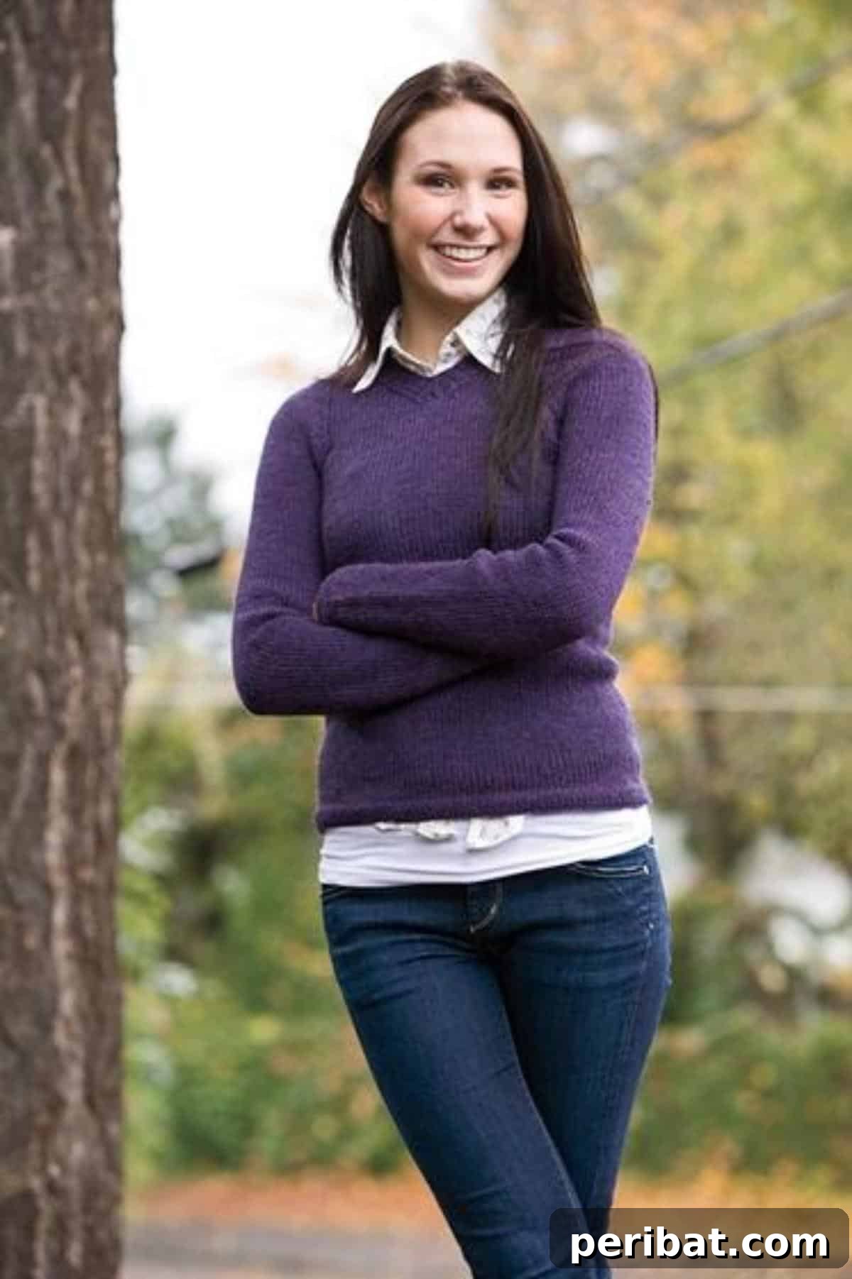 Basic V-neck Pullover, a beginner-friendly knit sweater pattern.