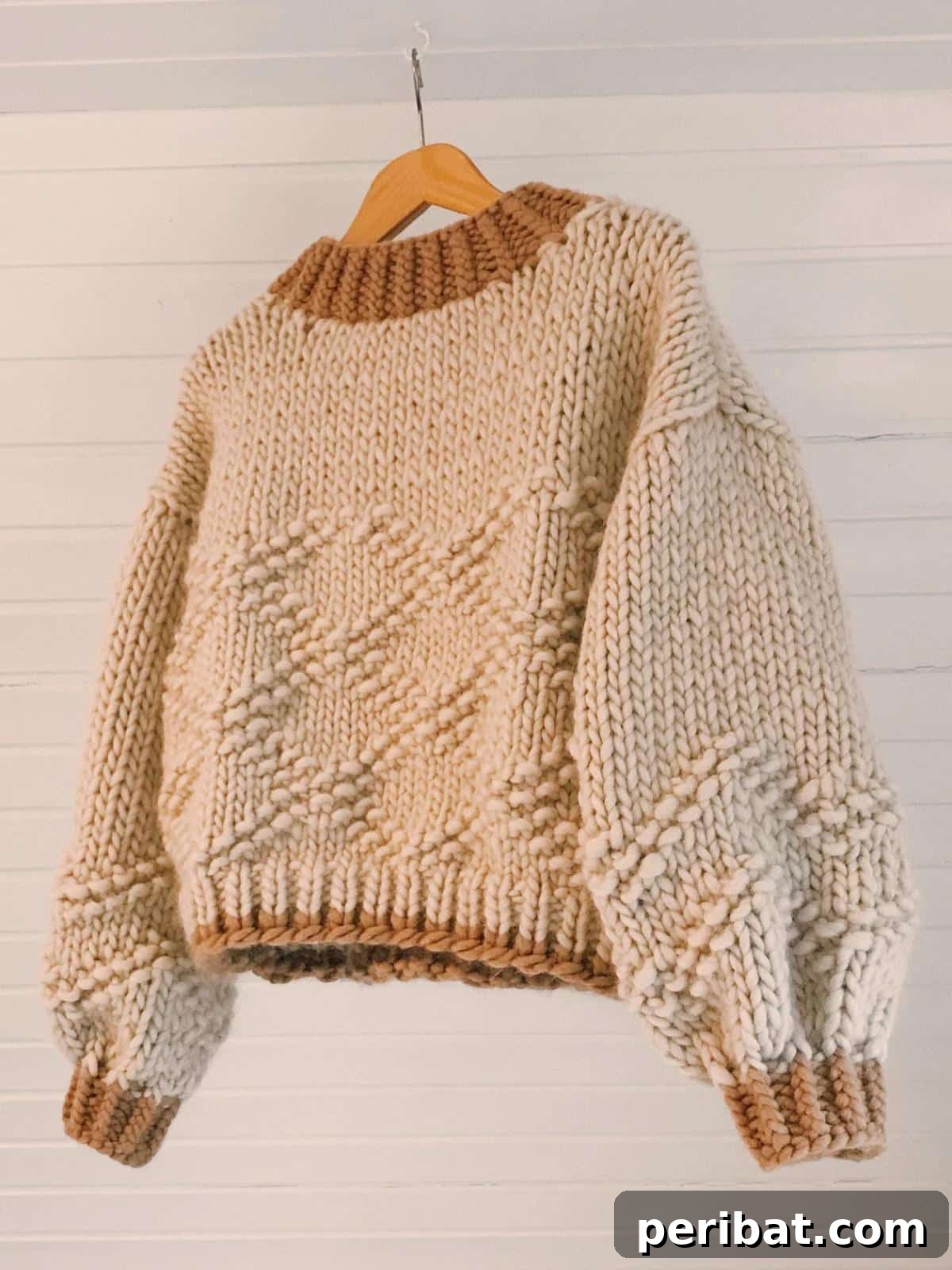 Criss Cross Applesauce Oversized Sweater, a super chunky knit with a diamond pattern.