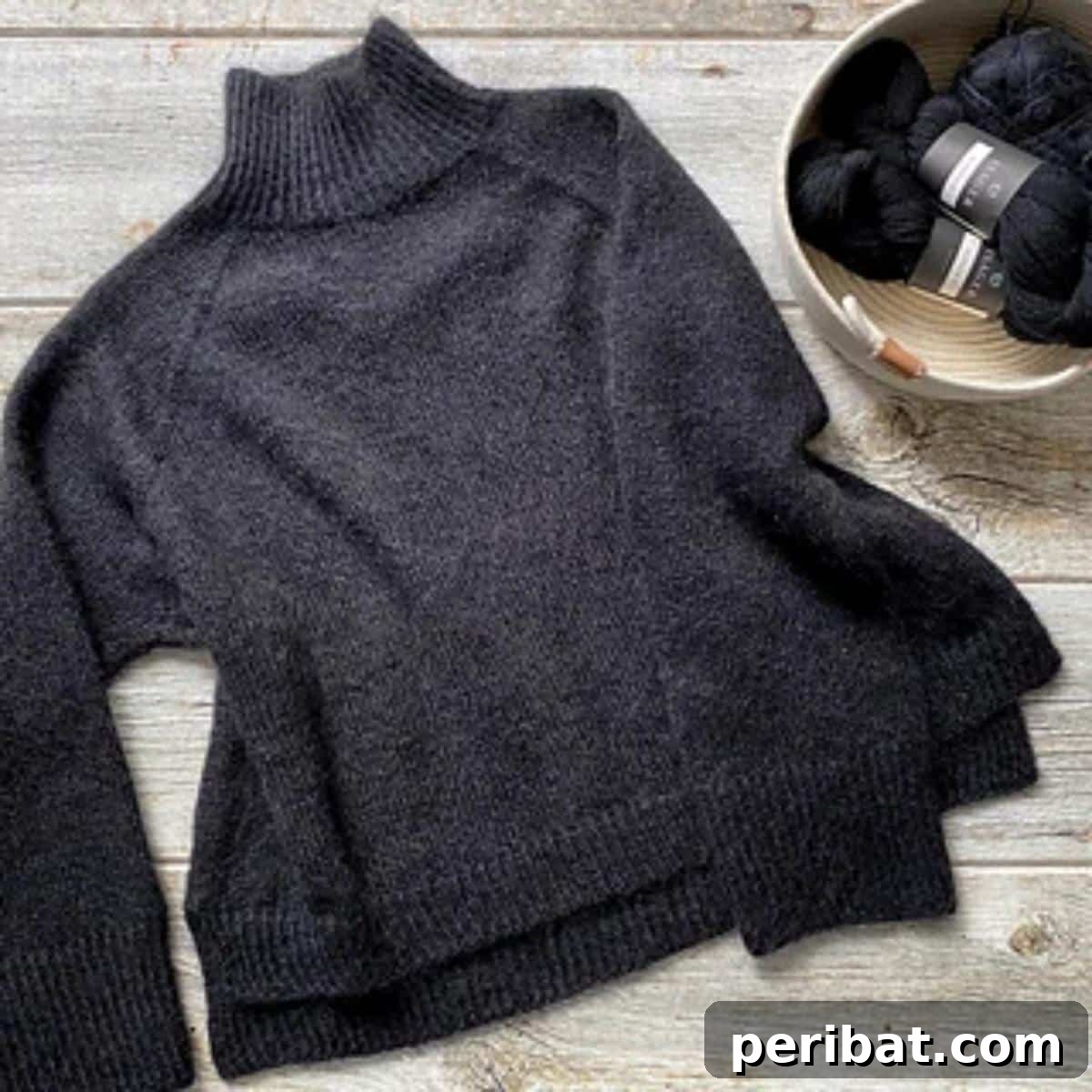 Classic Knit Sweater, a raglan-style sweater with a cozy turtleneck.