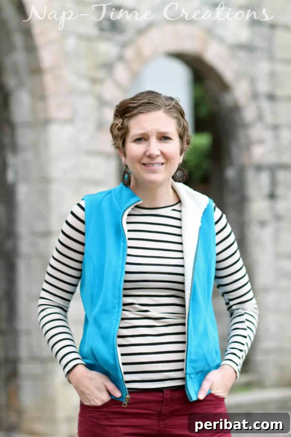 38 Creative T-Shirt Sewing Projects 5 A woman wearing a black long-sleeve t-shirt, showcasing a comfortable and adaptable design from a free women's sewing pattern.