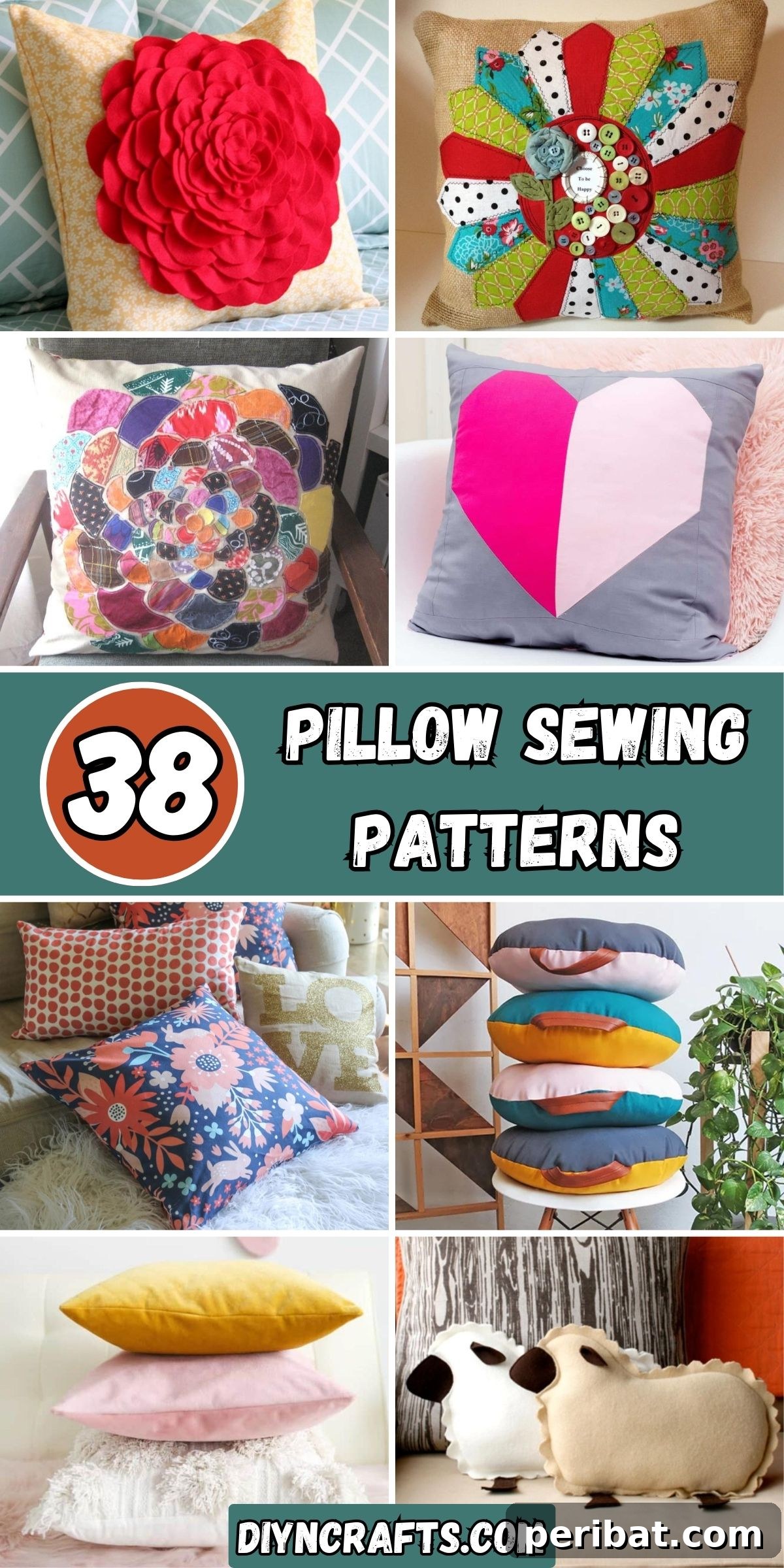 Stitch Your Way to Coziness: 38 Pillow Pattern Ideas 2 38 Pillow Sewing Patterns collage.