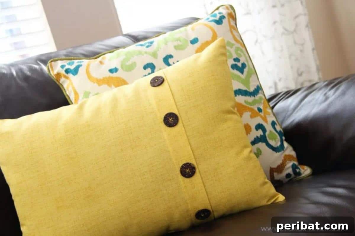 Stitch Your Way to Coziness: 38 Pillow Pattern Ideas 3 Fold-Over Button Pillow