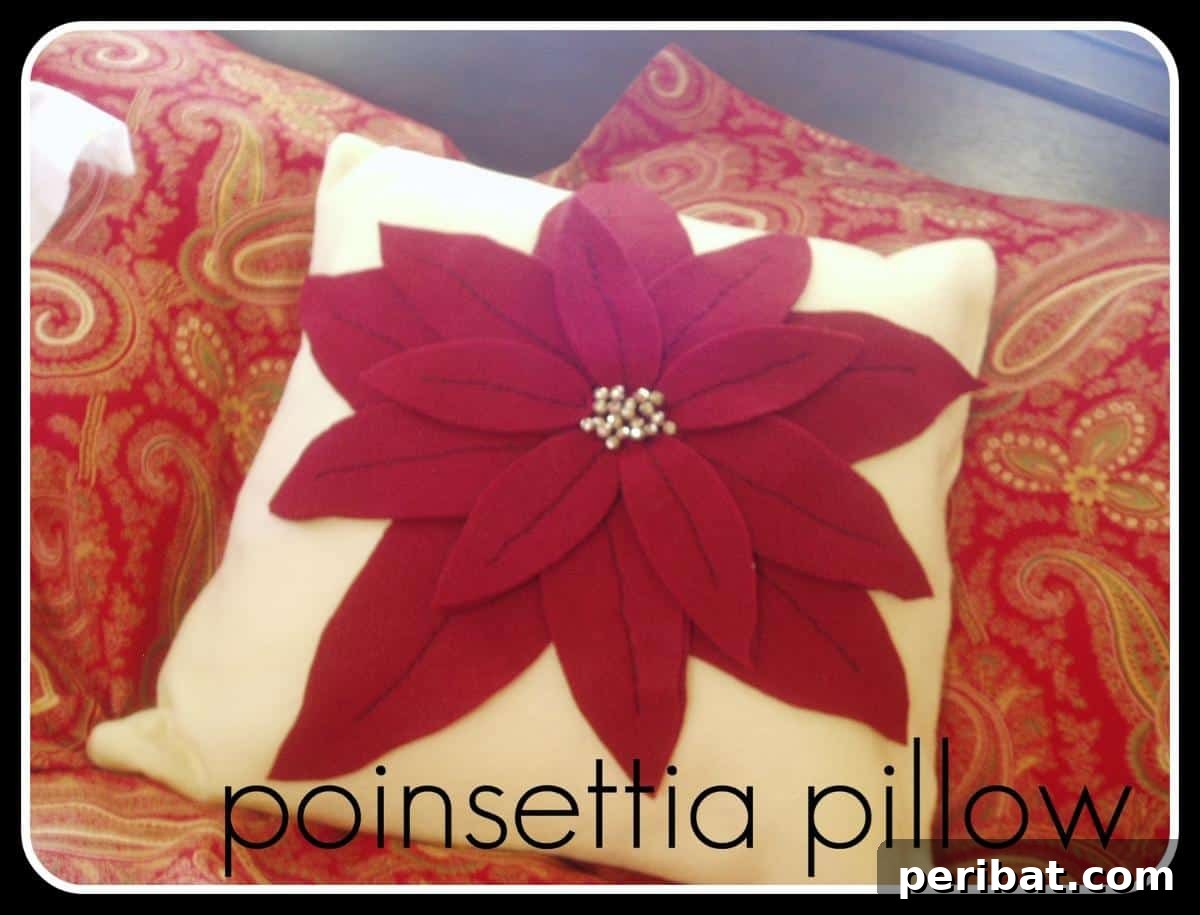 Stitch Your Way to Coziness: 38 Pillow Pattern Ideas 22 Poinsettia Pillow
