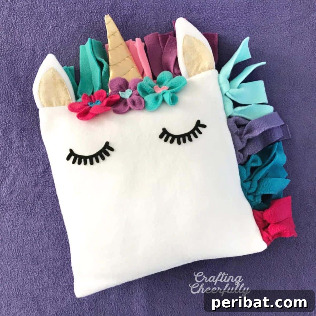 Stitch Your Way to Coziness: 38 Pillow Pattern Ideas 31 DIY Fleece Unicorn Pillow