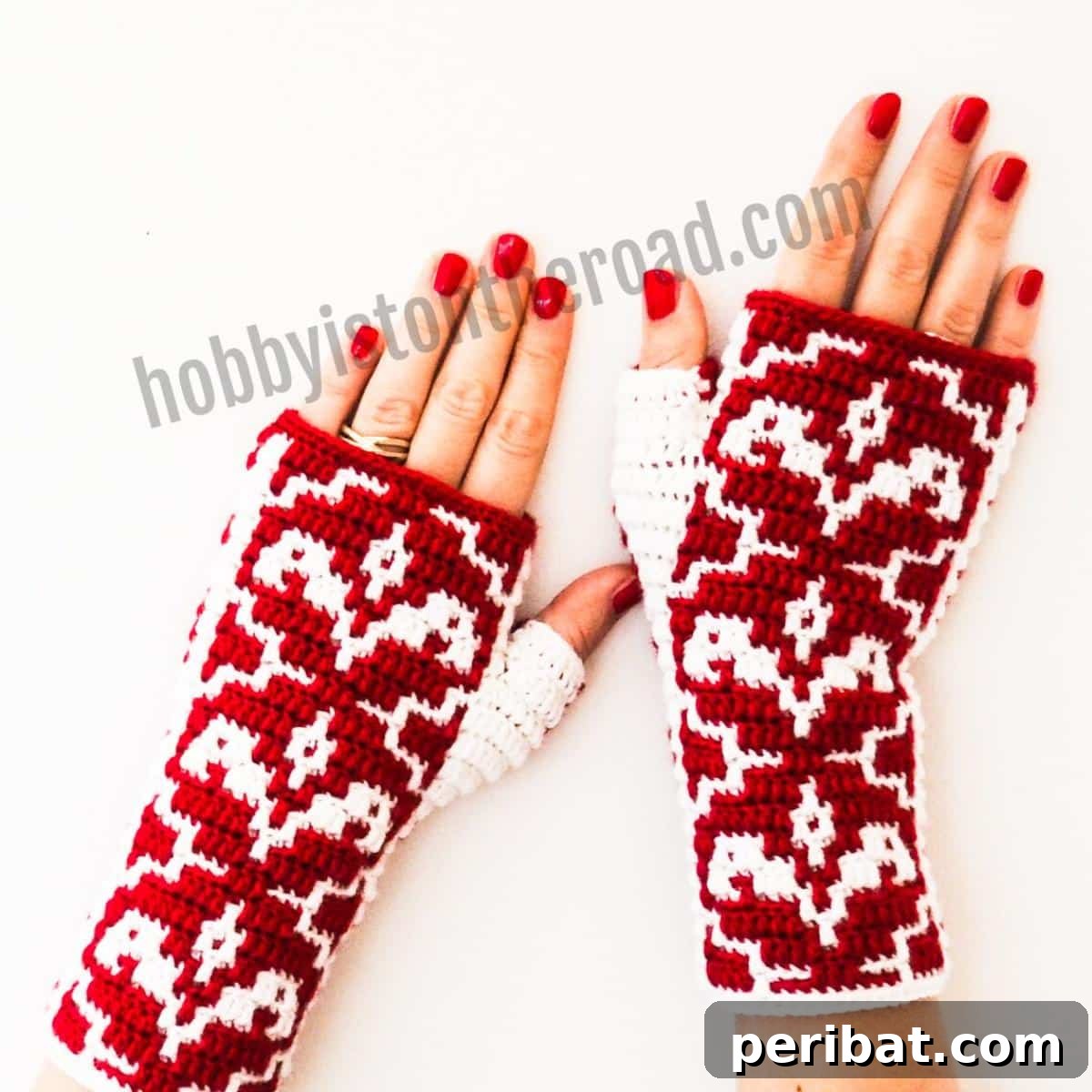 Frozen Flowers Fingerless Gloves