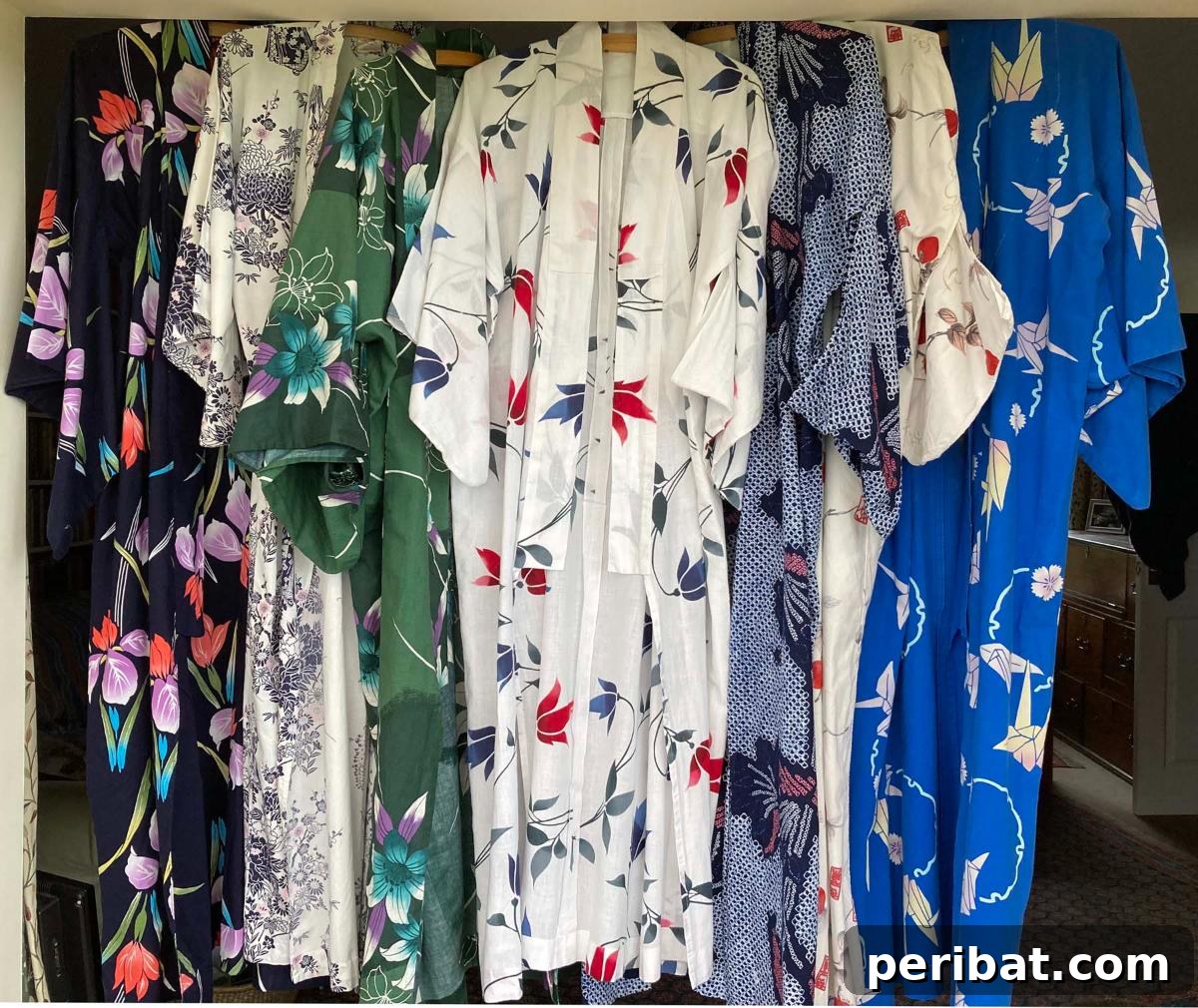 Elegant Yukatas, lightweight cotton summer kimonos.