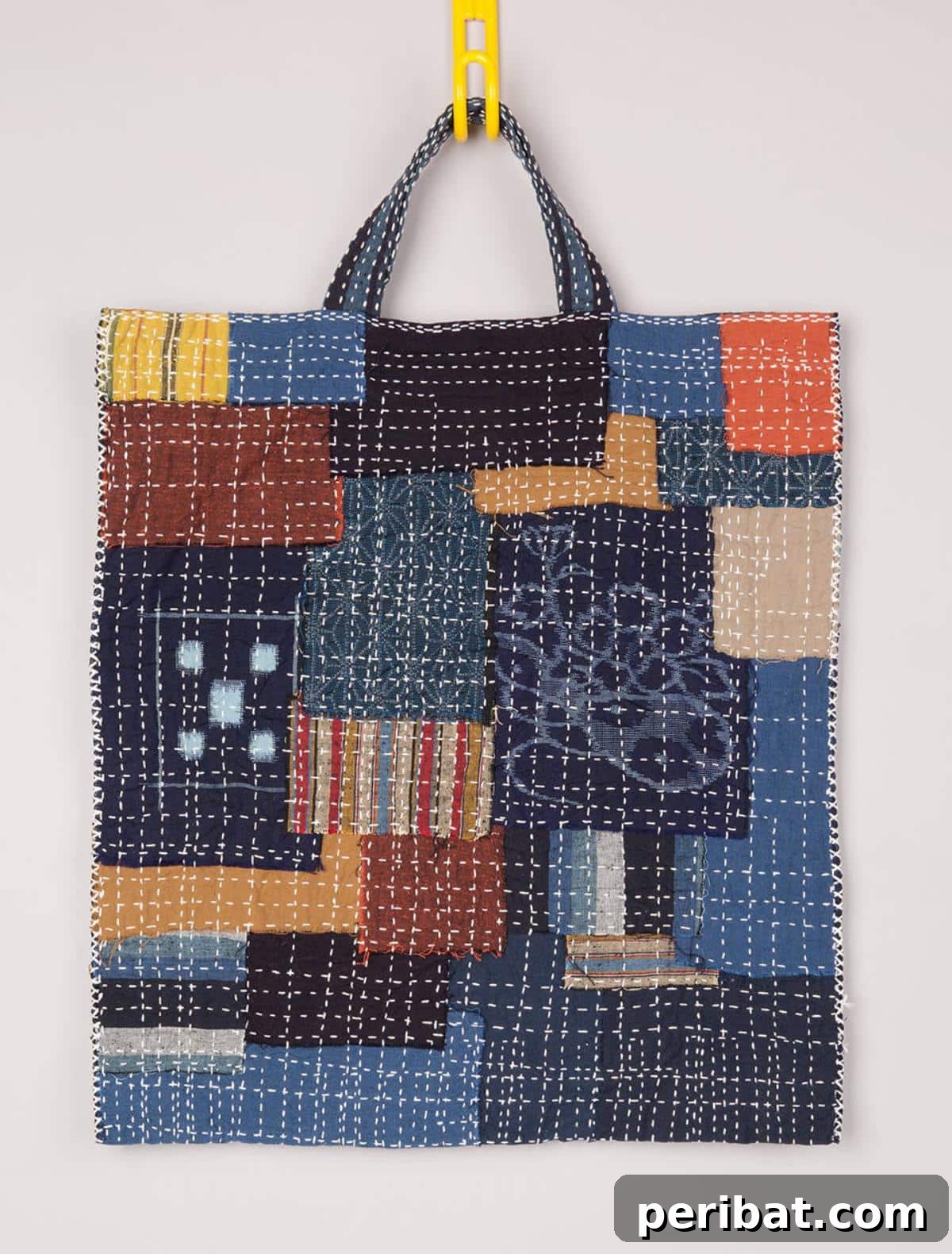 A Japanese ‘Boro’ style bag, reflecting traditional textile recycling.