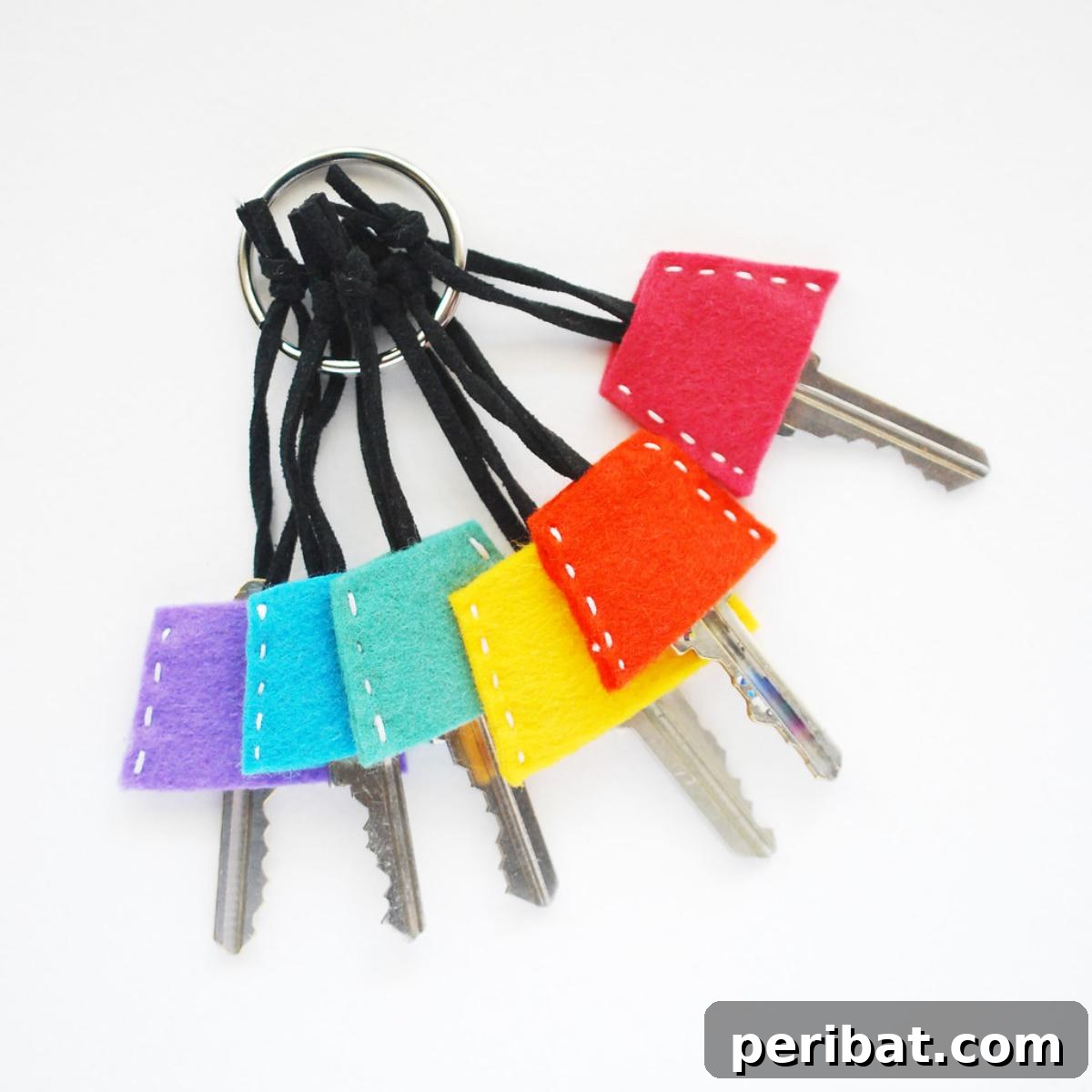 Tumbler-Shaped Rainbow Felt Key Covers