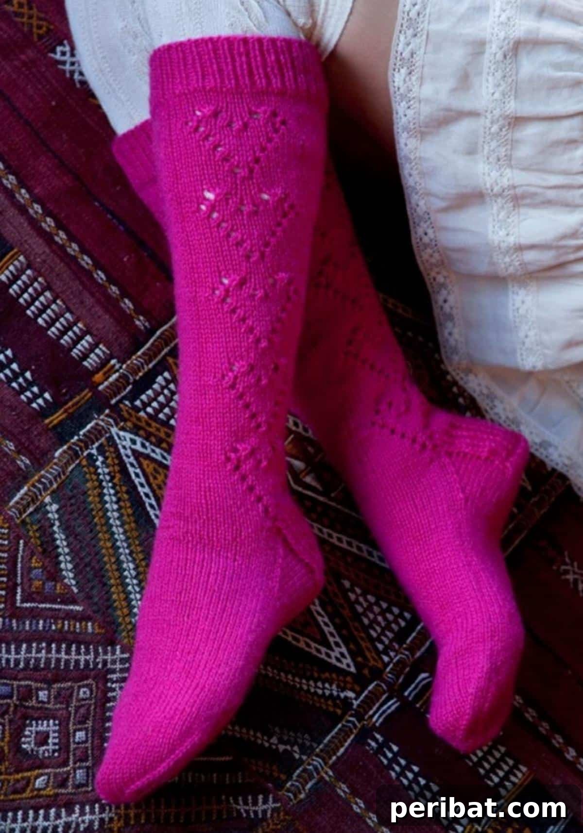 38 Cozy Sock Knitting Patterns 29 Romantic Sweetheart Stockings adorned with charming heart motifs.